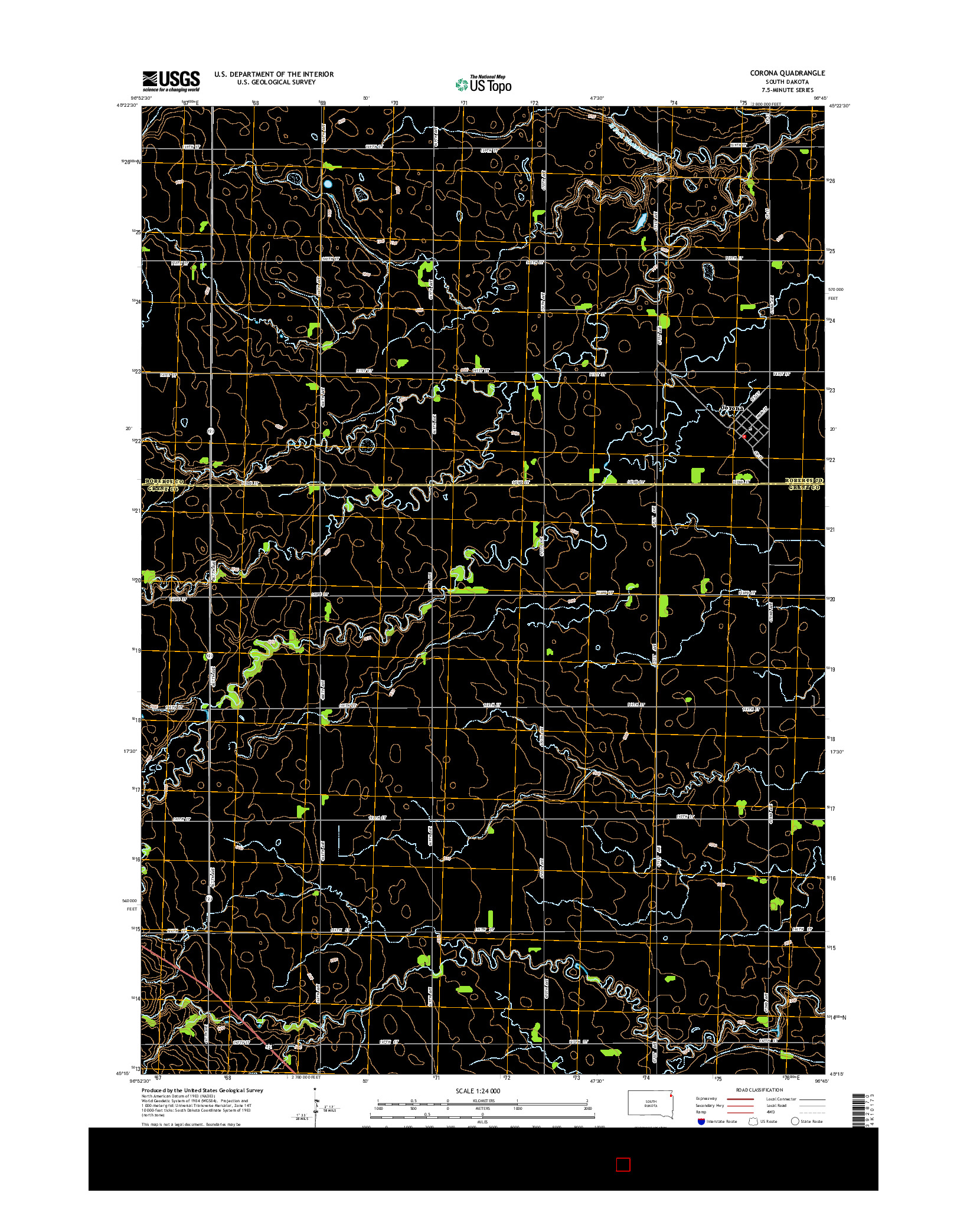 USGS US TOPO 7.5-MINUTE MAP FOR CORONA, SD 2015