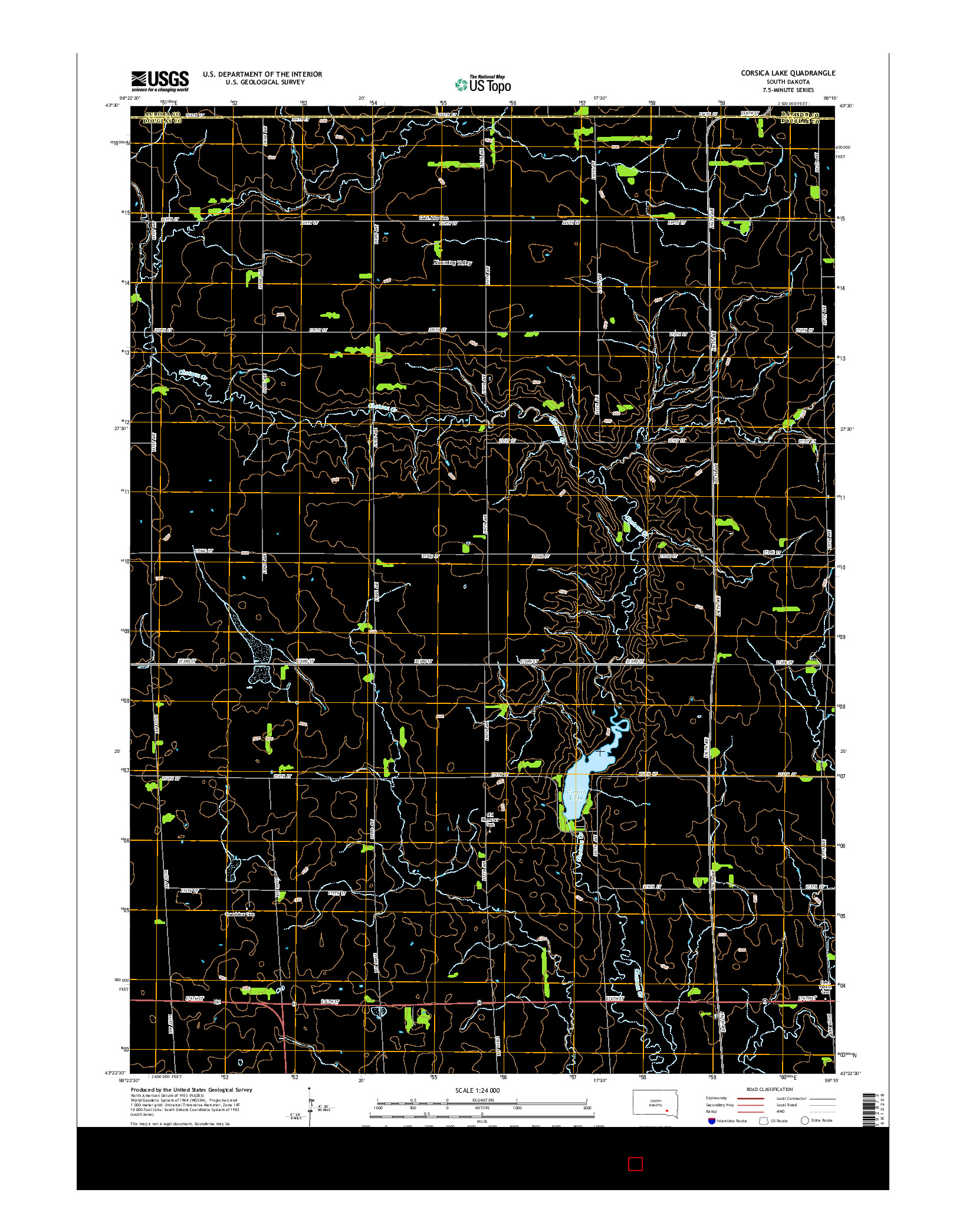 USGS US TOPO 7.5-MINUTE MAP FOR CORSICA LAKE, SD 2015