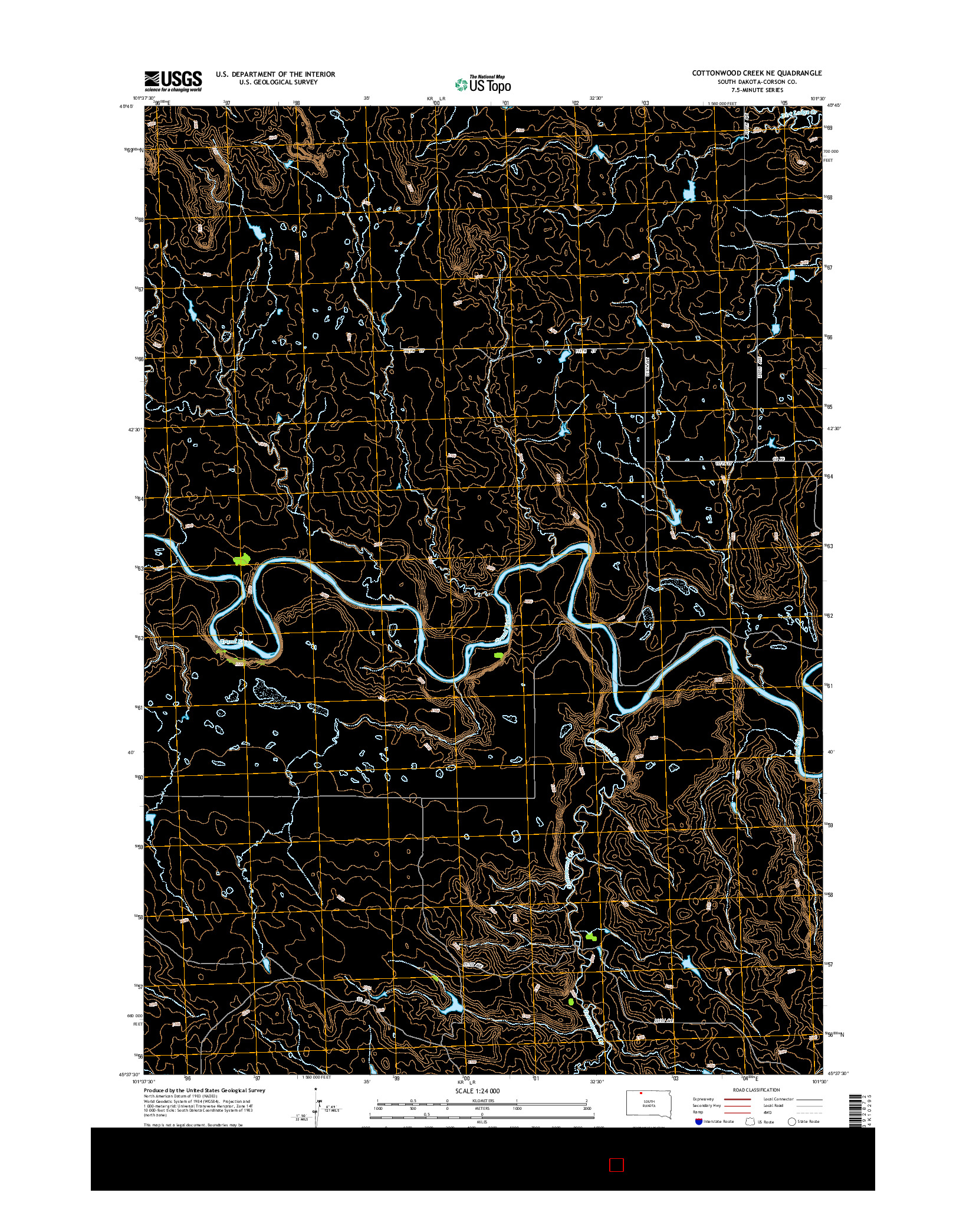 USGS US TOPO 7.5-MINUTE MAP FOR COTTONWOOD CREEK NE, SD 2015