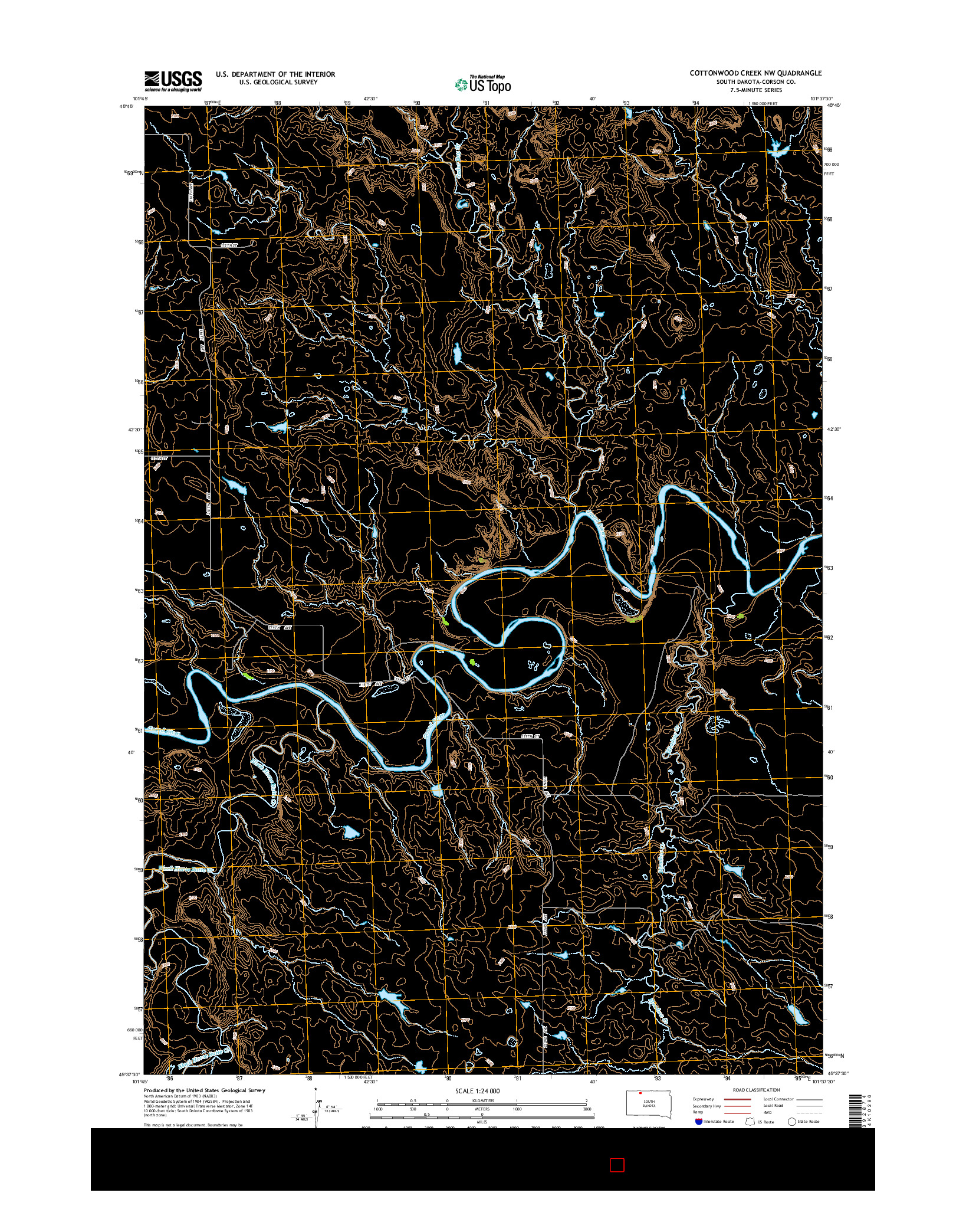USGS US TOPO 7.5-MINUTE MAP FOR COTTONWOOD CREEK NW, SD 2015