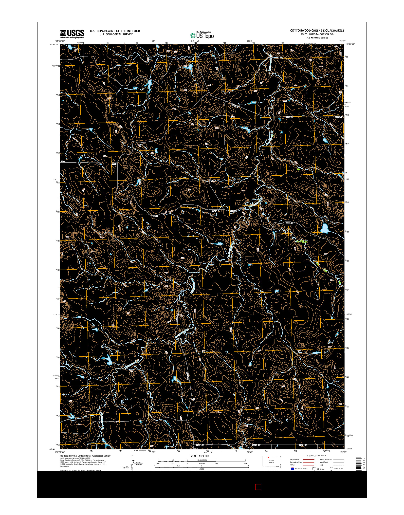 USGS US TOPO 7.5-MINUTE MAP FOR COTTONWOOD CREEK SE, SD 2015