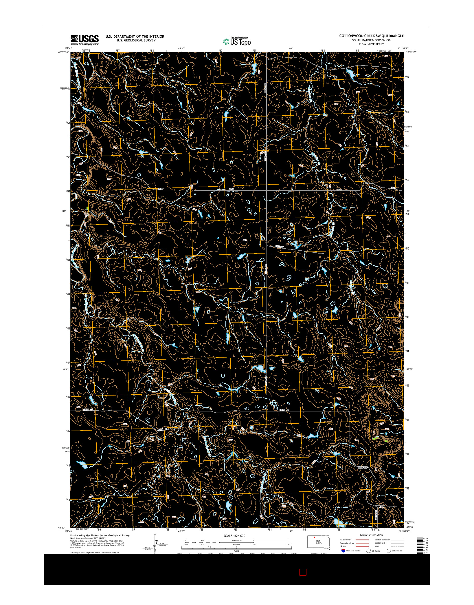 USGS US TOPO 7.5-MINUTE MAP FOR COTTONWOOD CREEK SW, SD 2015