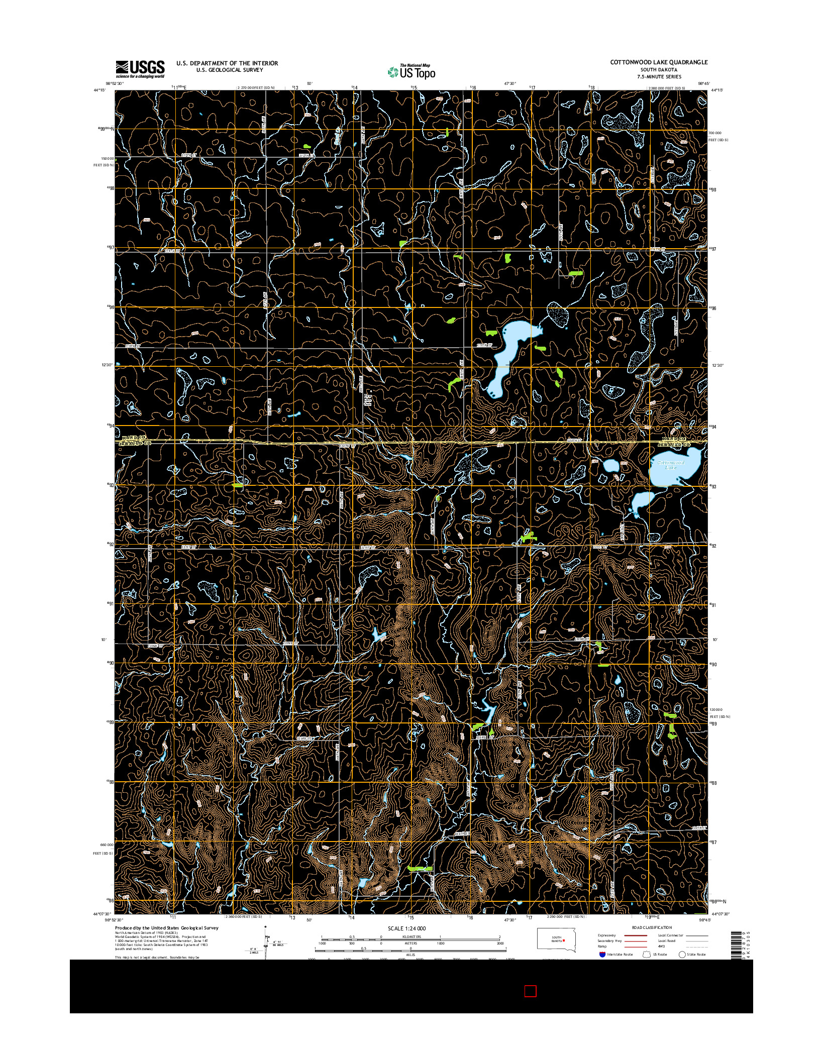 USGS US TOPO 7.5-MINUTE MAP FOR COTTONWOOD LAKE, SD 2015