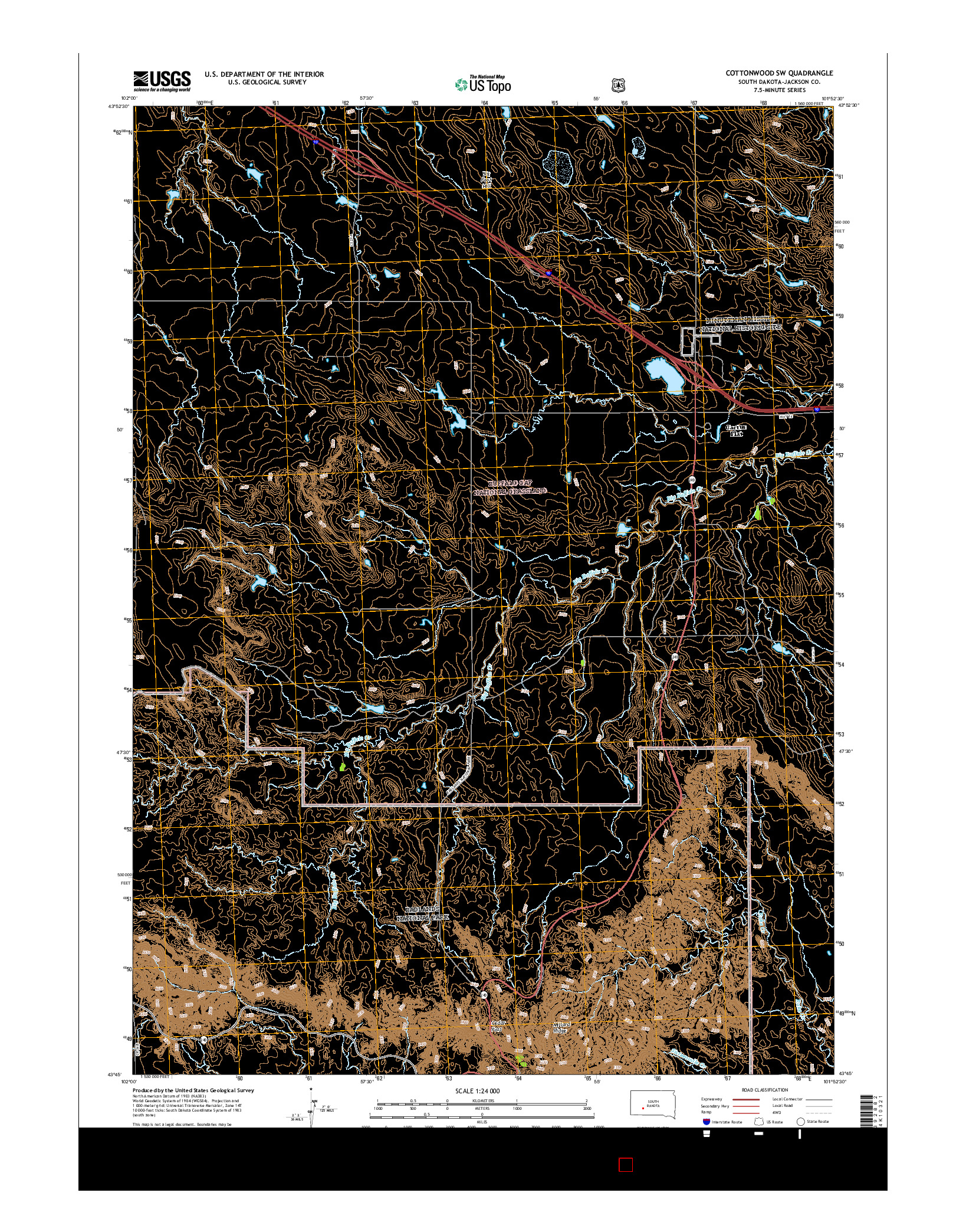 USGS US TOPO 7.5-MINUTE MAP FOR COTTONWOOD SW, SD 2015