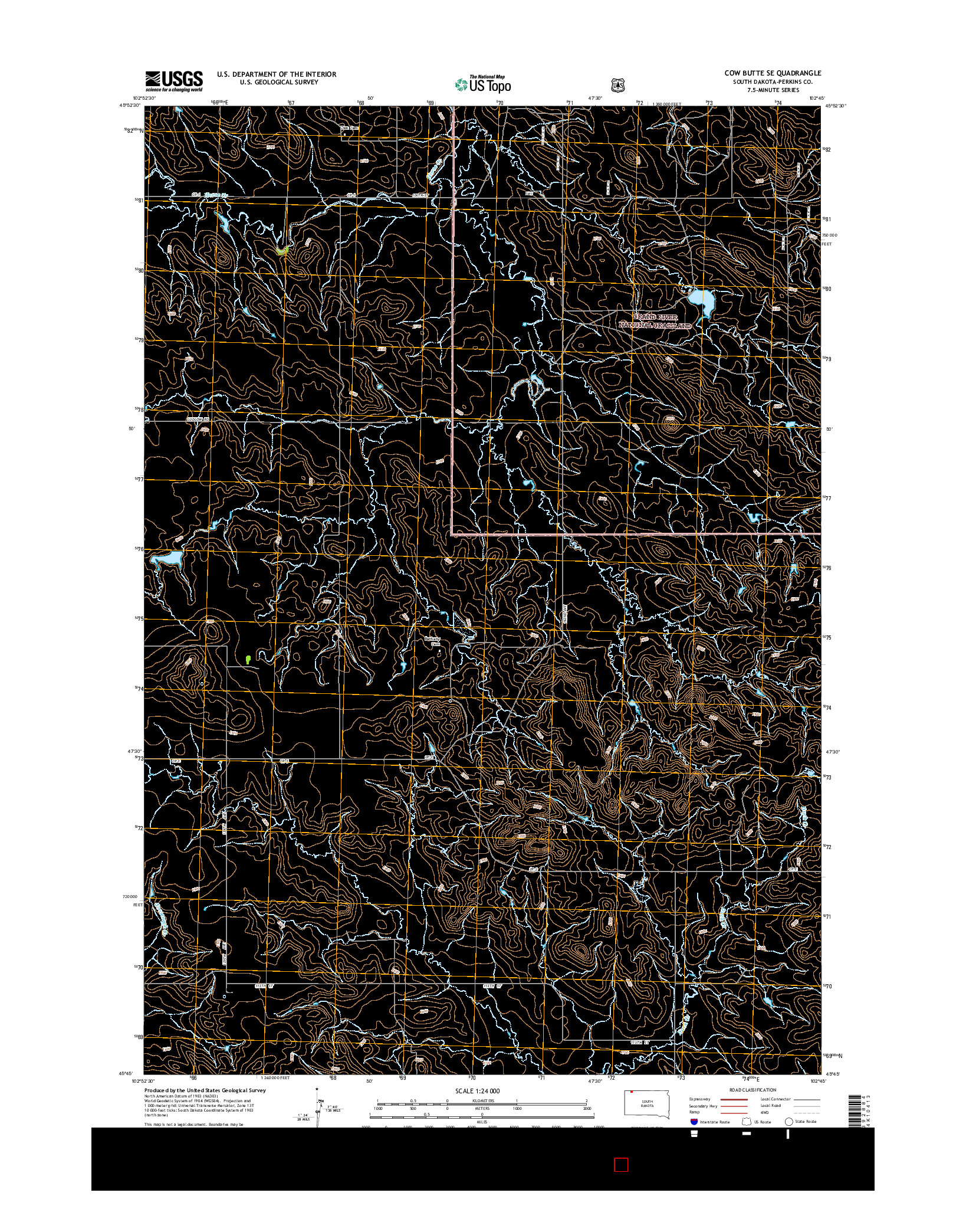 USGS US TOPO 7.5-MINUTE MAP FOR COW BUTTE SE, SD 2015