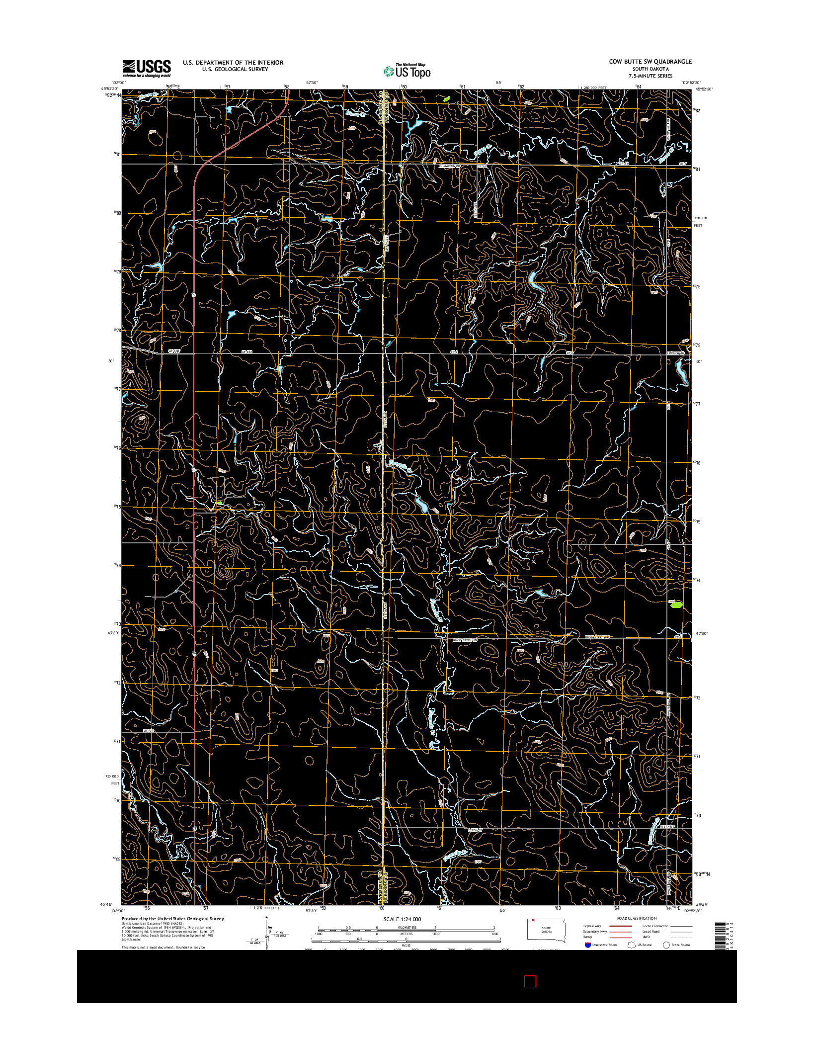 USGS US TOPO 7.5-MINUTE MAP FOR COW BUTTE SW, SD 2015