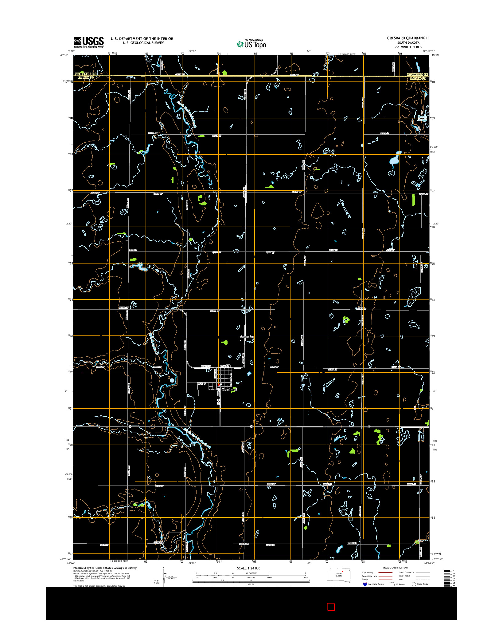 USGS US TOPO 7.5-MINUTE MAP FOR CRESBARD, SD 2015