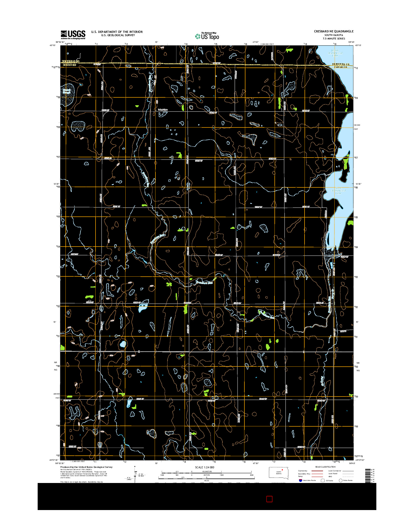 USGS US TOPO 7.5-MINUTE MAP FOR CRESBARD NE, SD 2015