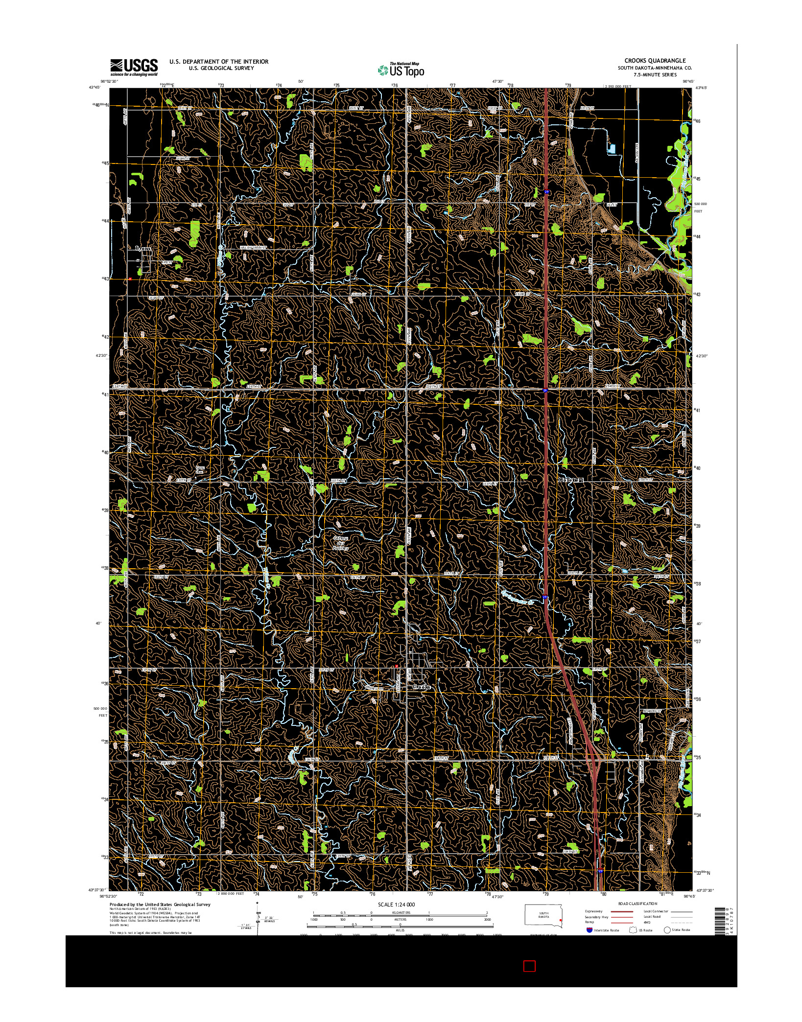 USGS US TOPO 7.5-MINUTE MAP FOR CROOKS, SD 2015
