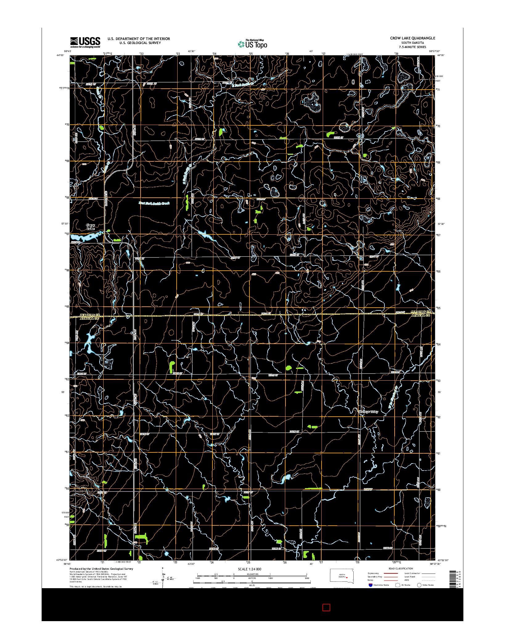 USGS US TOPO 7.5-MINUTE MAP FOR CROW LAKE, SD 2015