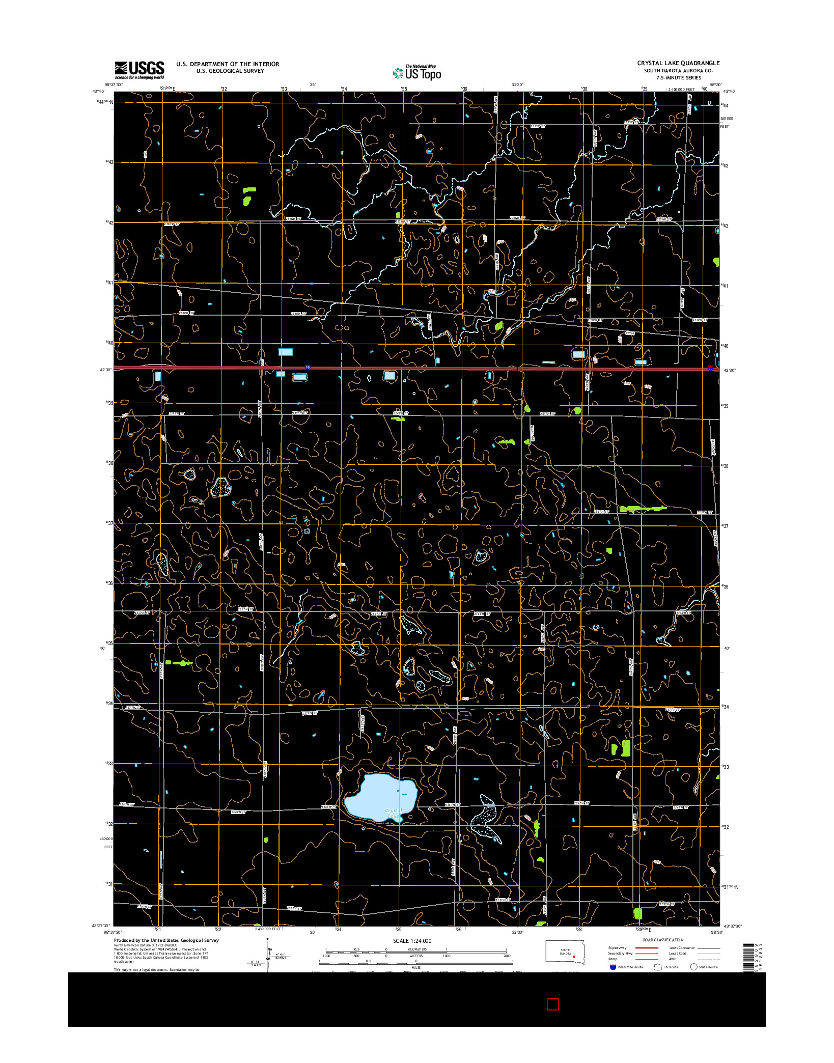 USGS US TOPO 7.5-MINUTE MAP FOR CRYSTAL LAKE, SD 2015