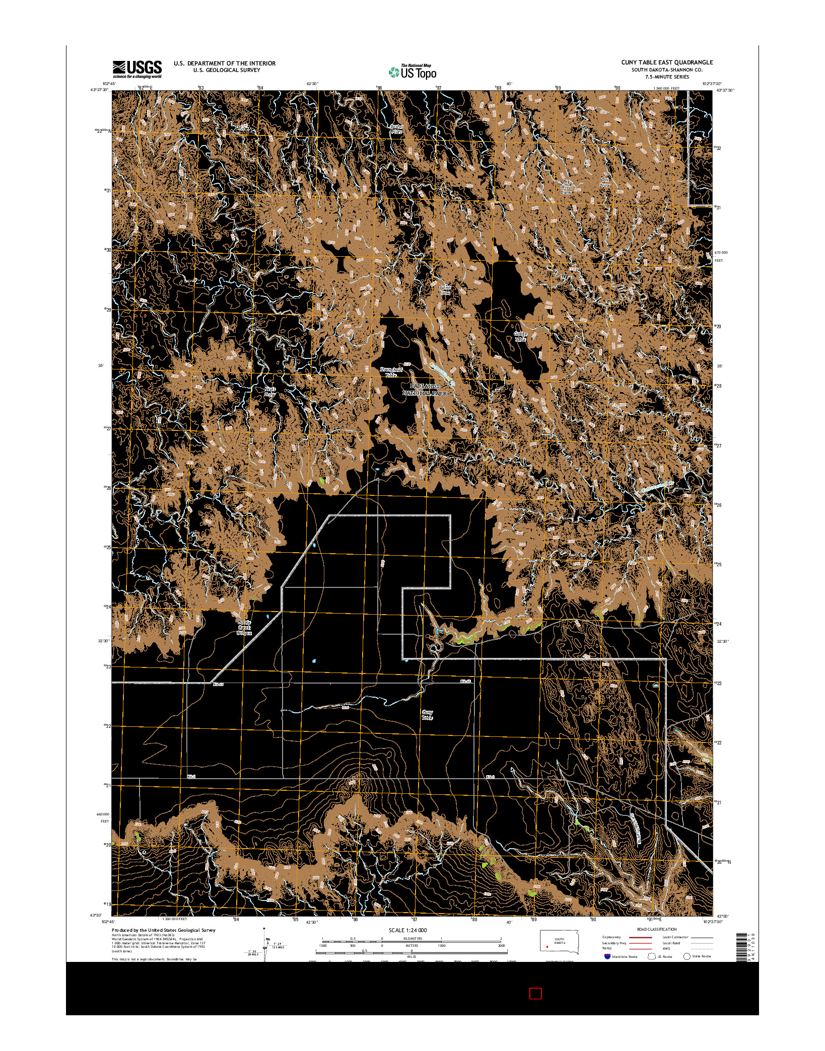 USGS US TOPO 7.5-MINUTE MAP FOR CUNY TABLE EAST, SD 2015