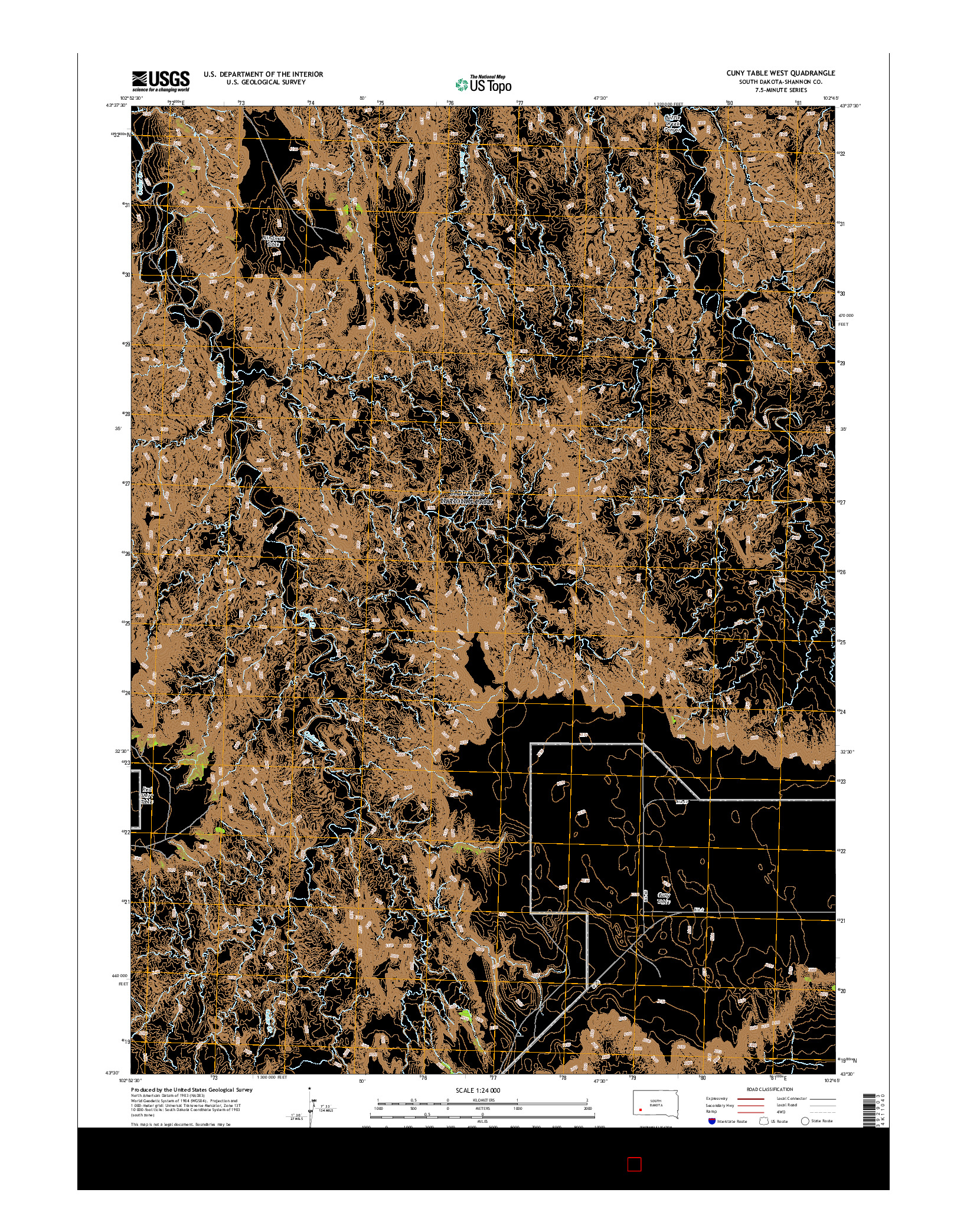 USGS US TOPO 7.5-MINUTE MAP FOR CUNY TABLE WEST, SD 2015