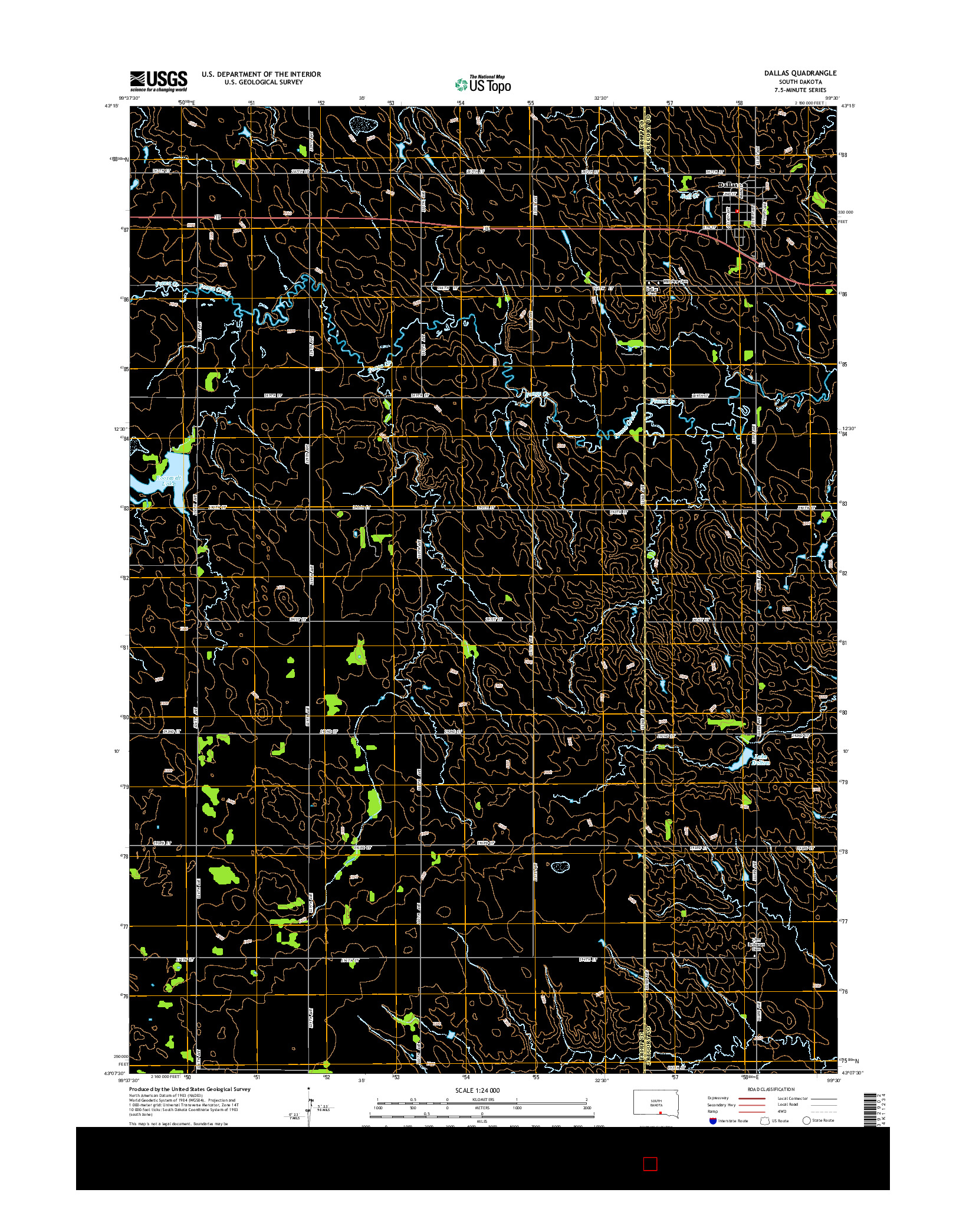 USGS US TOPO 7.5-MINUTE MAP FOR DALLAS, SD 2015