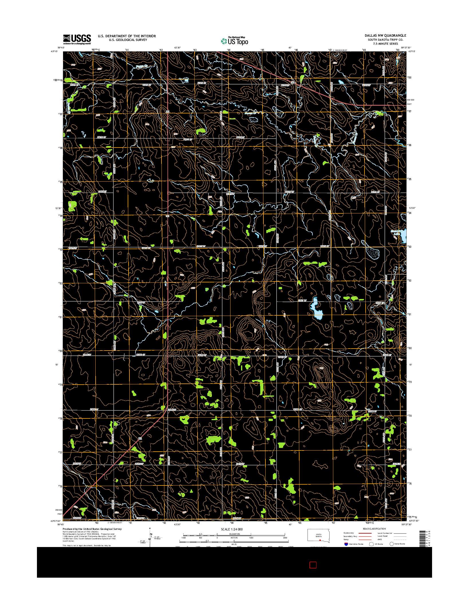 USGS US TOPO 7.5-MINUTE MAP FOR DALLAS NW, SD 2015