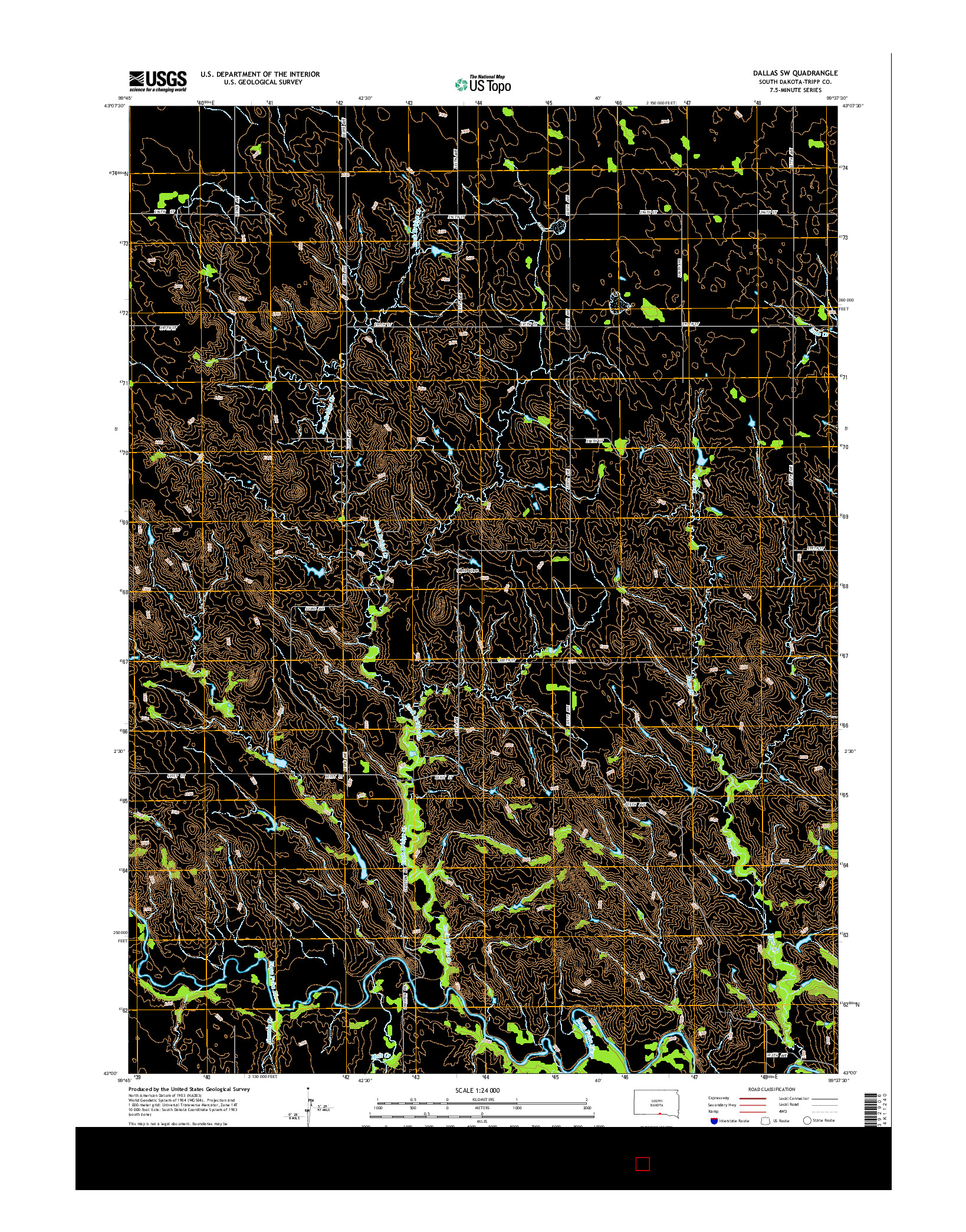 USGS US TOPO 7.5-MINUTE MAP FOR DALLAS SW, SD 2015
