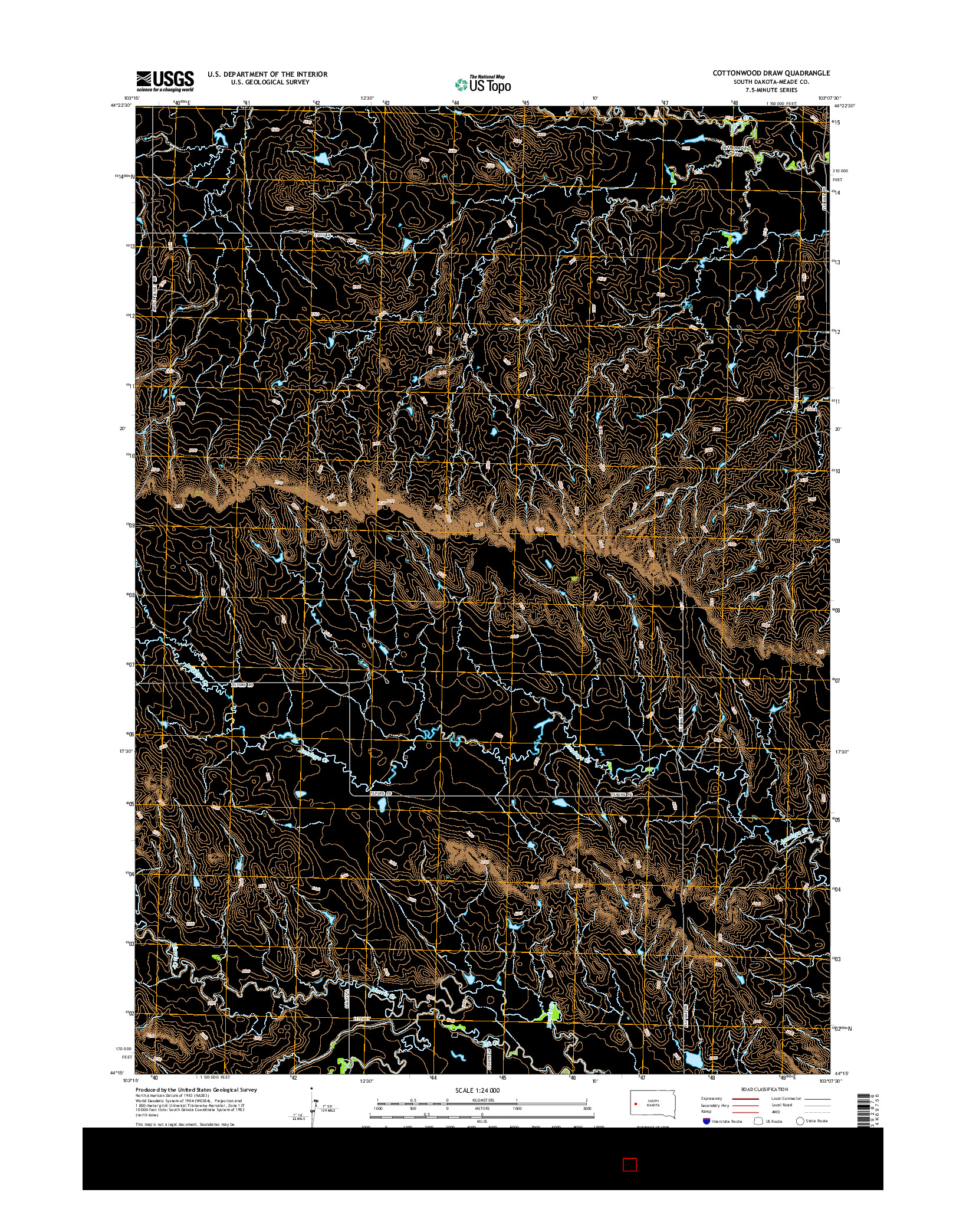 USGS US TOPO 7.5-MINUTE MAP FOR COTTONWOOD DRAW, SD 2015