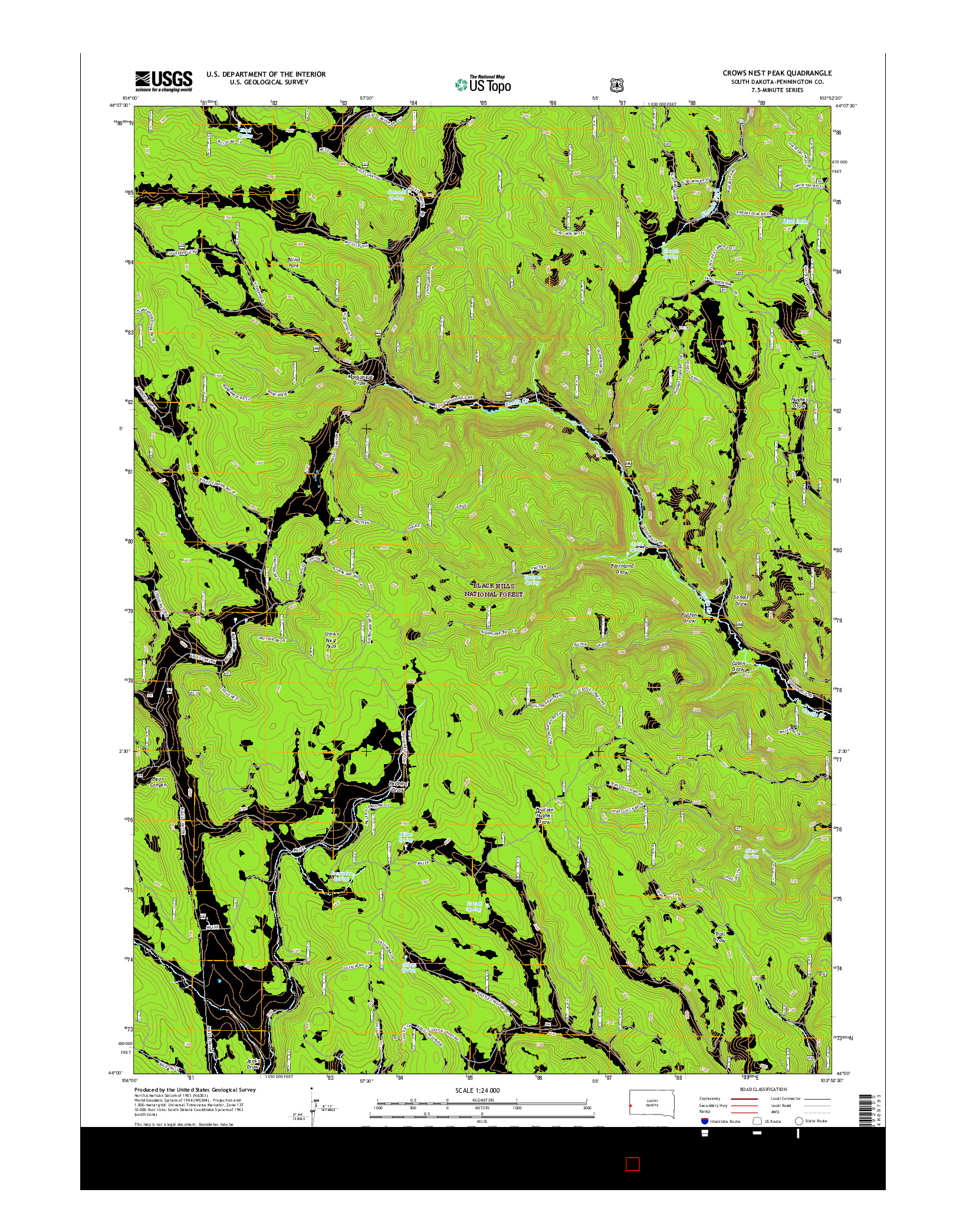 USGS US TOPO 7.5-MINUTE MAP FOR CROWS NEST PEAK, SD 2015
