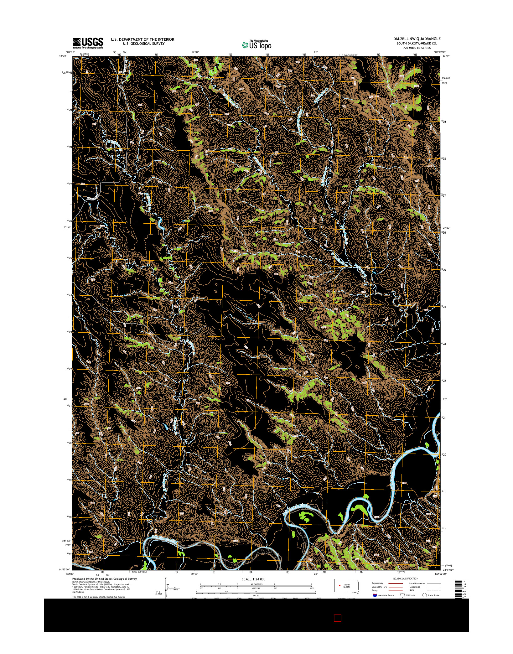 USGS US TOPO 7.5-MINUTE MAP FOR DALZELL NW, SD 2015