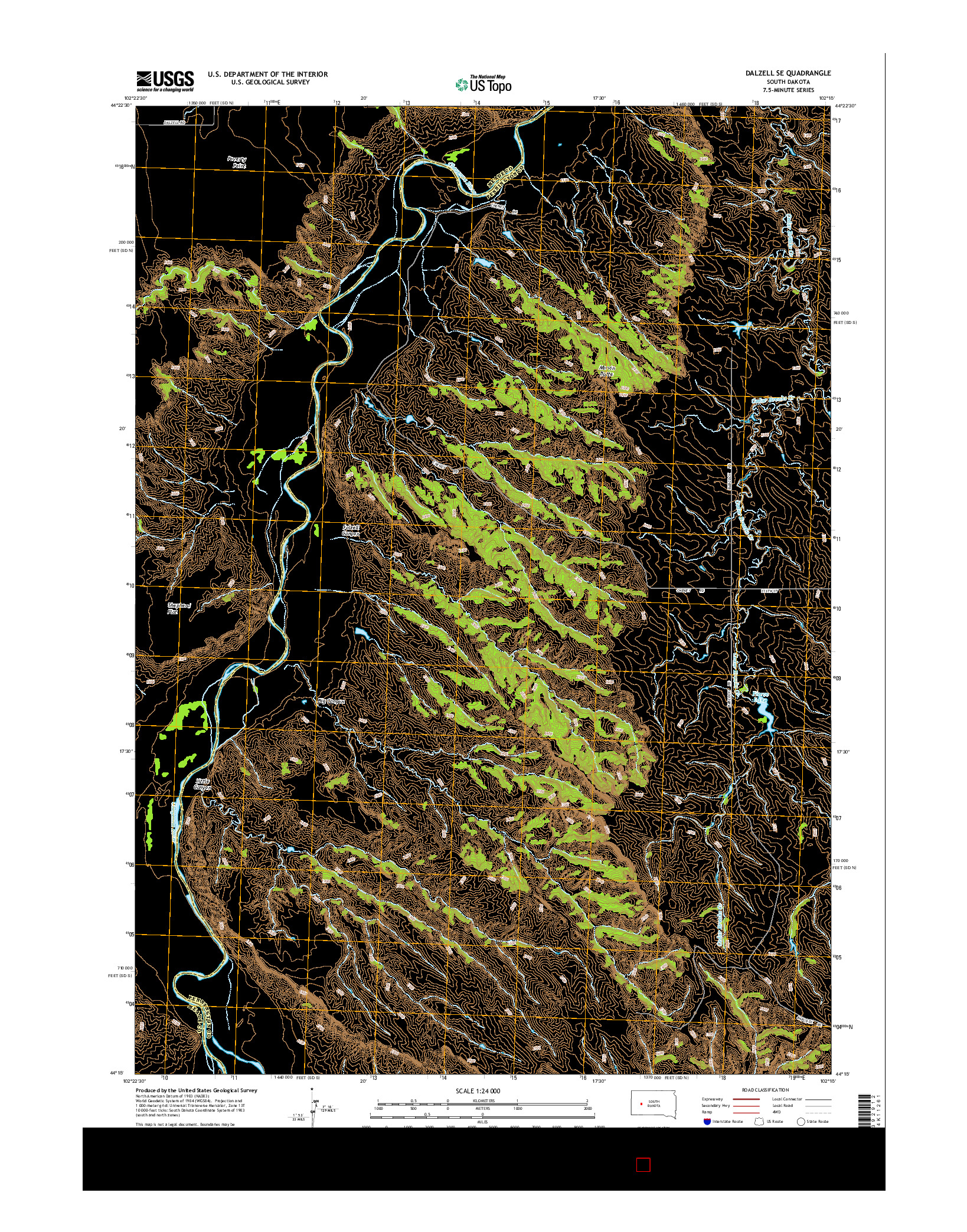 USGS US TOPO 7.5-MINUTE MAP FOR DALZELL SE, SD 2015