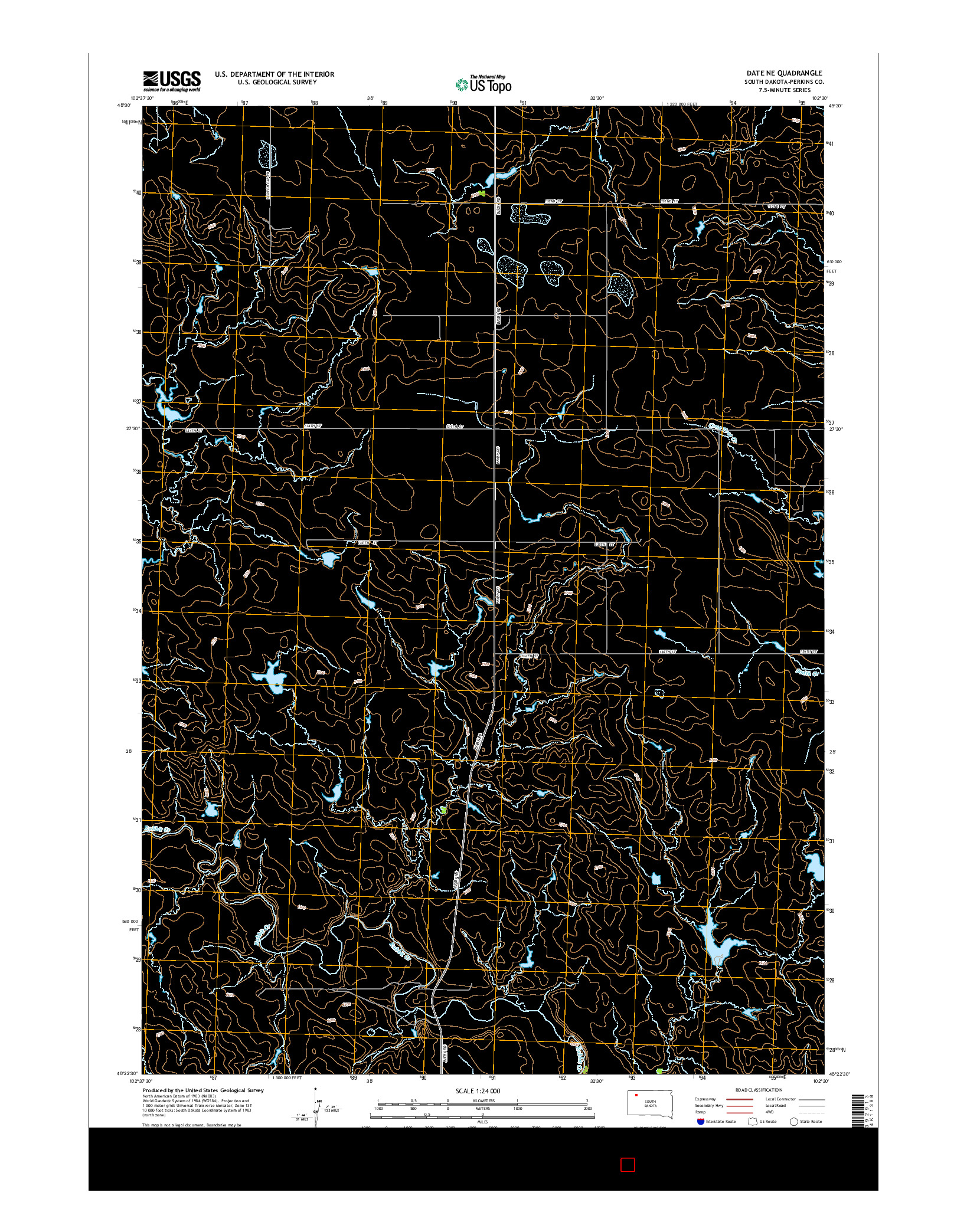USGS US TOPO 7.5-MINUTE MAP FOR DATE NE, SD 2015