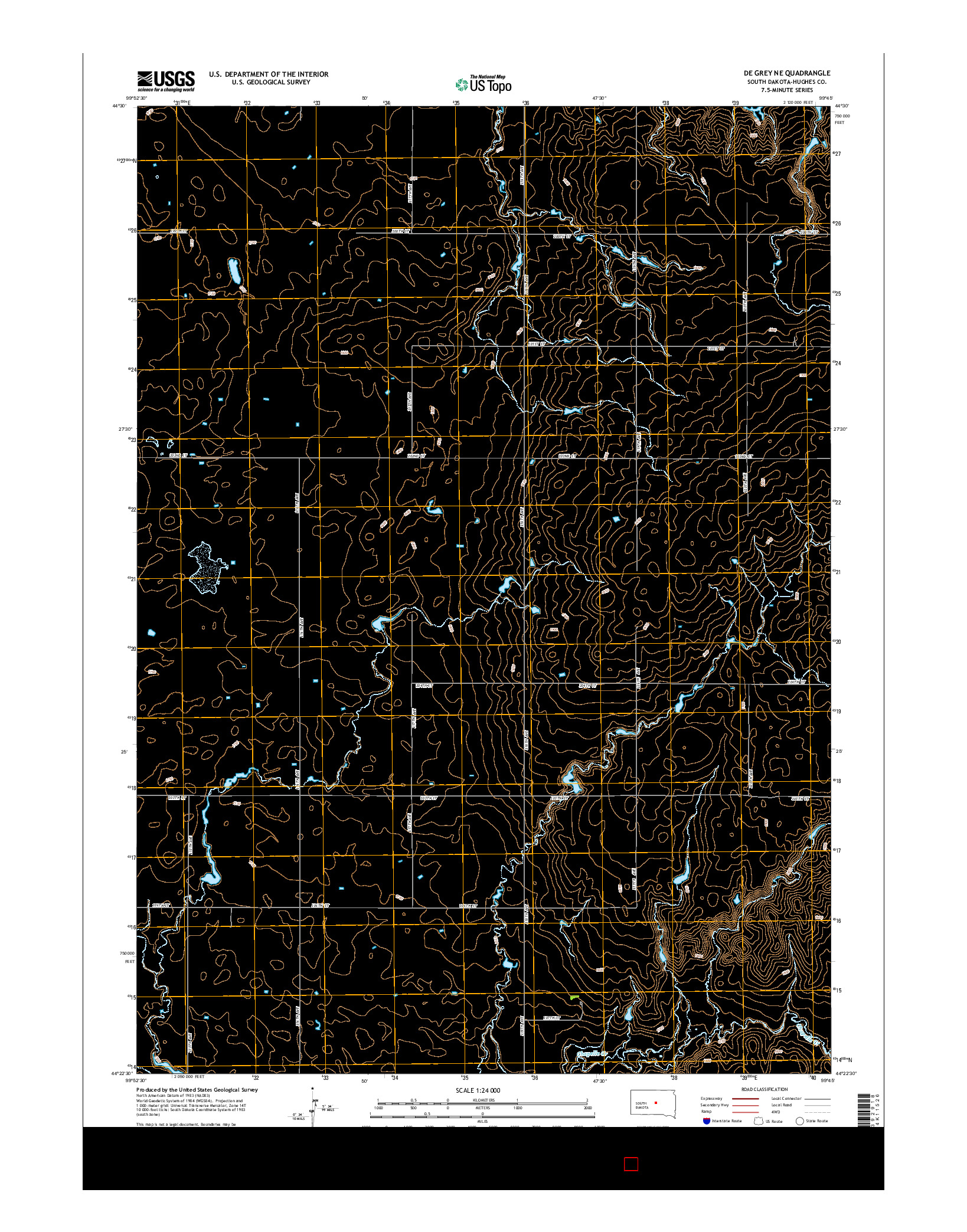USGS US TOPO 7.5-MINUTE MAP FOR DE GREY NE, SD 2015