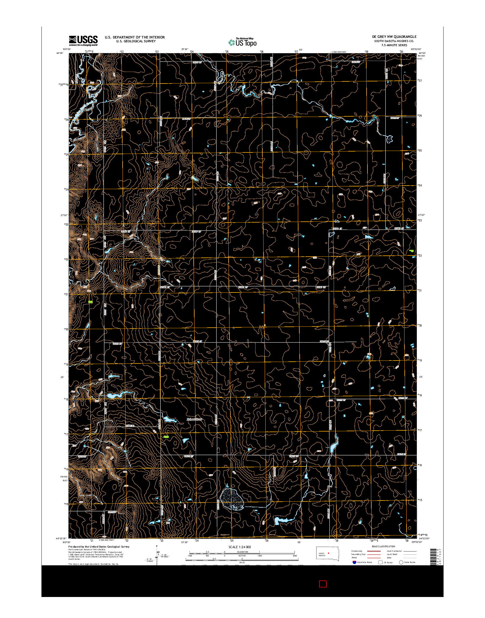 USGS US TOPO 7.5-MINUTE MAP FOR DE GREY NW, SD 2015