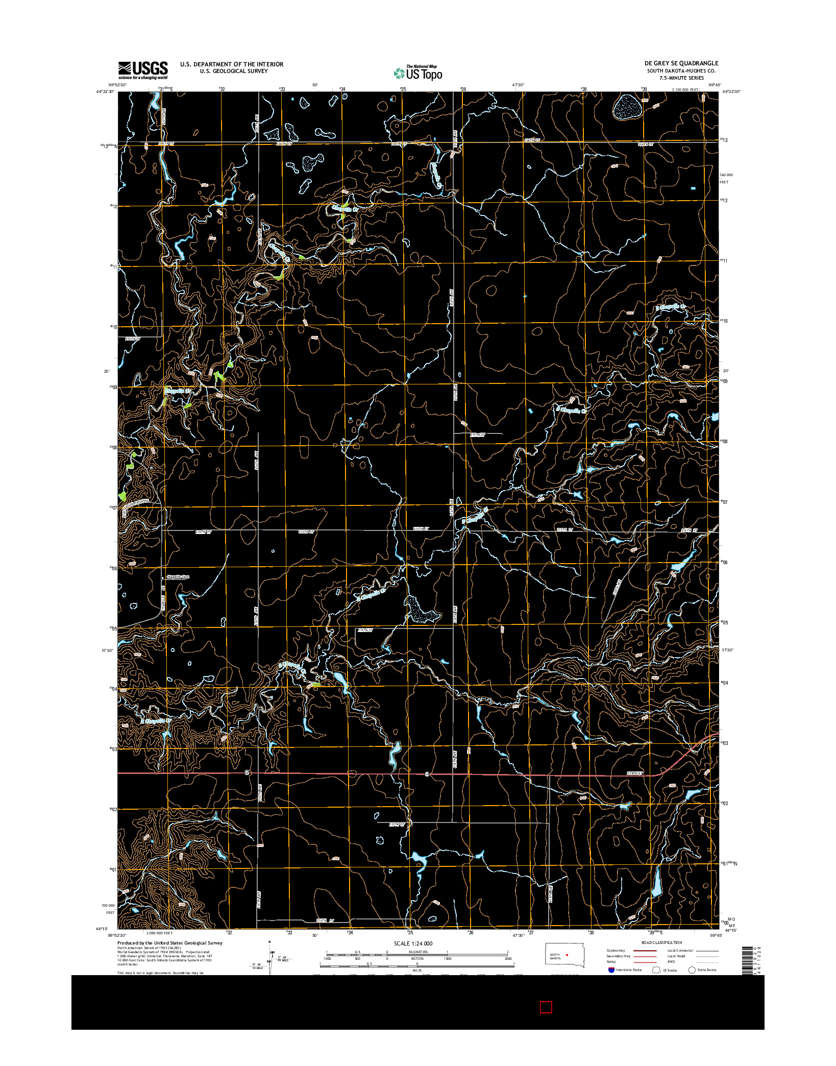 USGS US TOPO 7.5-MINUTE MAP FOR DE GREY SE, SD 2015