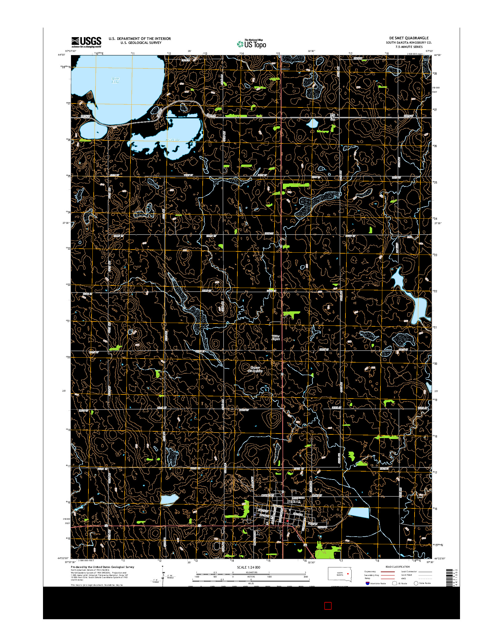 USGS US TOPO 7.5-MINUTE MAP FOR DE SMET, SD 2015