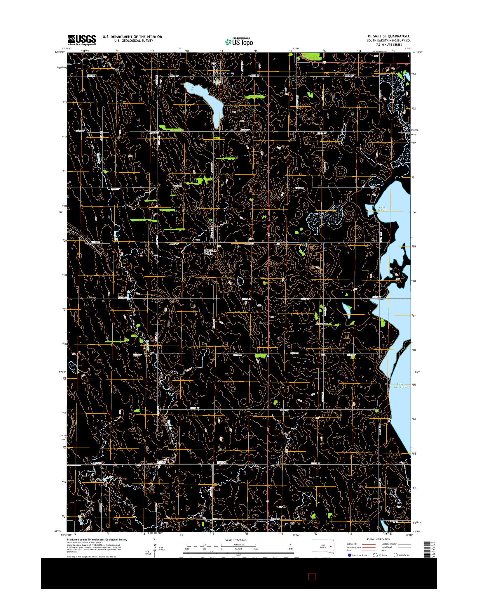 USGS US TOPO 7.5-MINUTE MAP FOR DE SMET SE, SD 2015