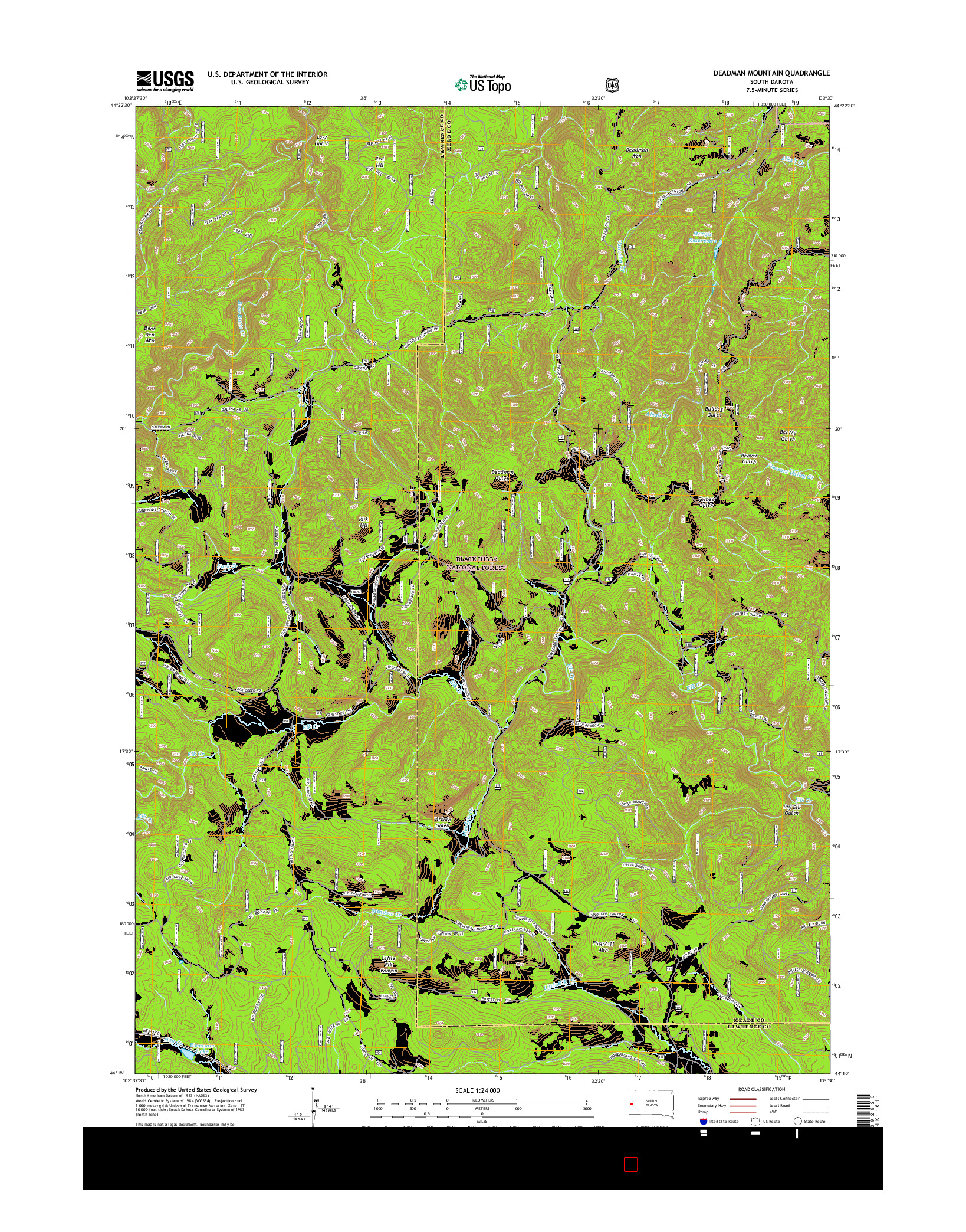 USGS US TOPO 7.5-MINUTE MAP FOR DEADMAN MOUNTAIN, SD 2015