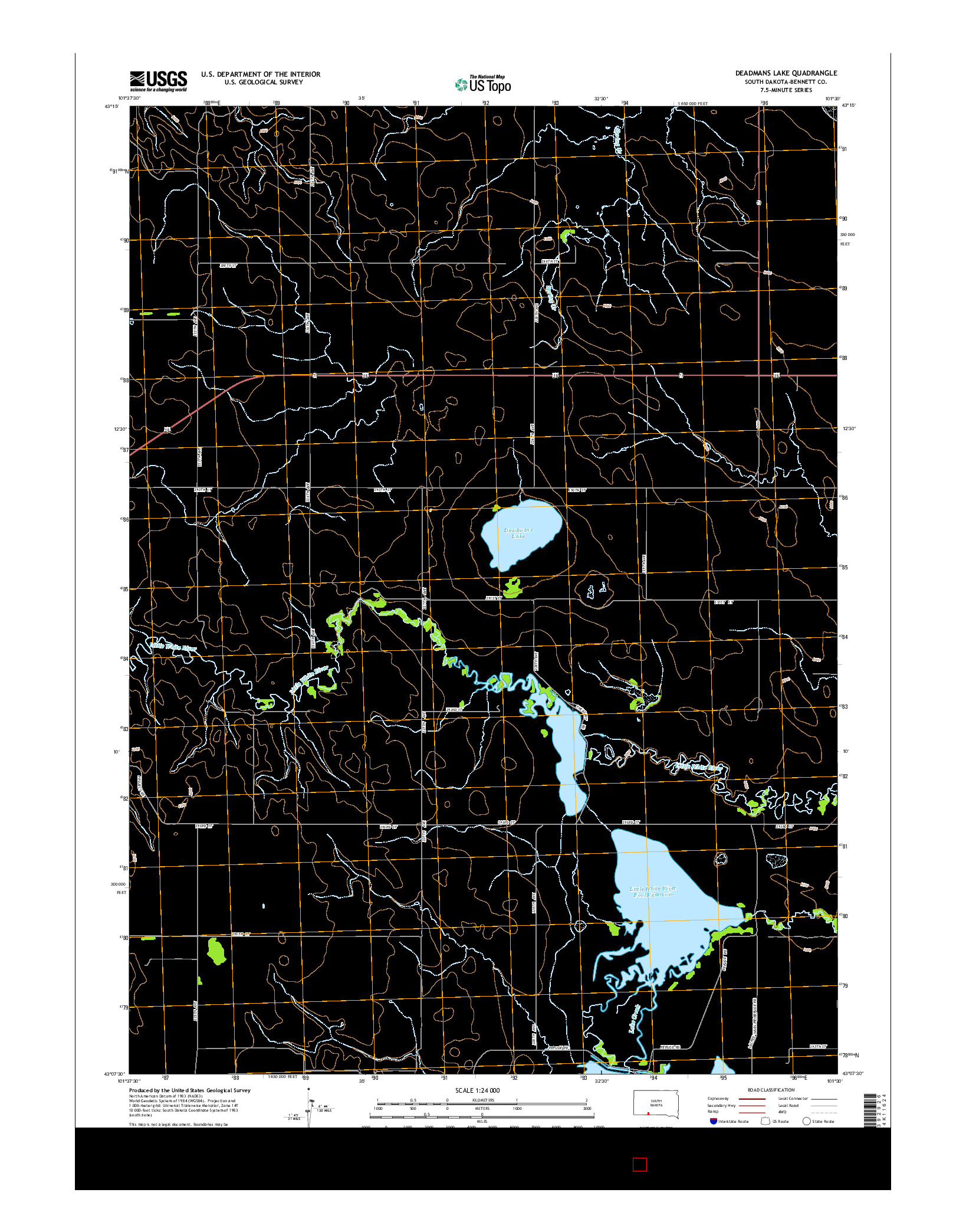USGS US TOPO 7.5-MINUTE MAP FOR DEADMANS LAKE, SD 2015
