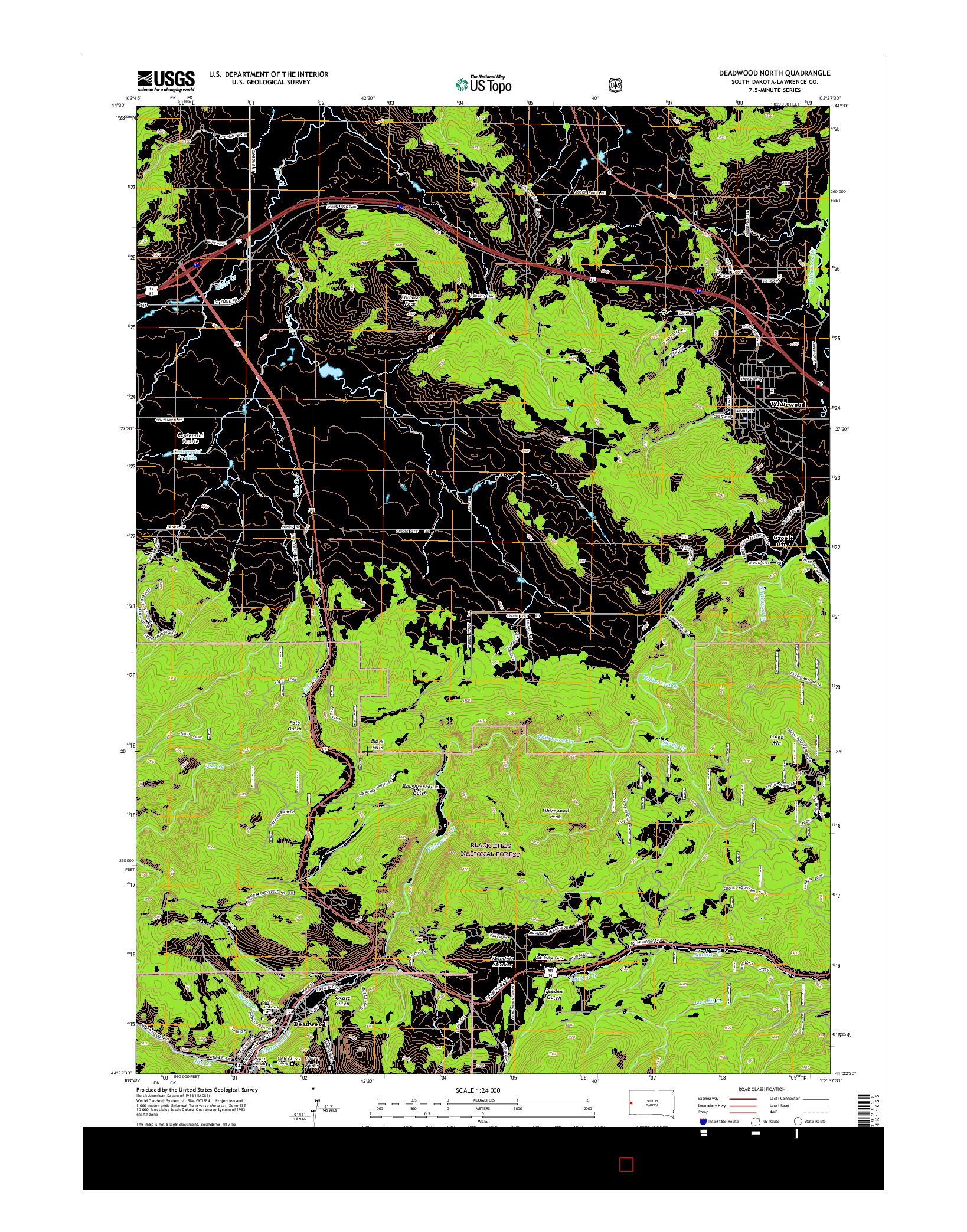 USGS US TOPO 7.5-MINUTE MAP FOR DEADWOOD NORTH, SD 2015