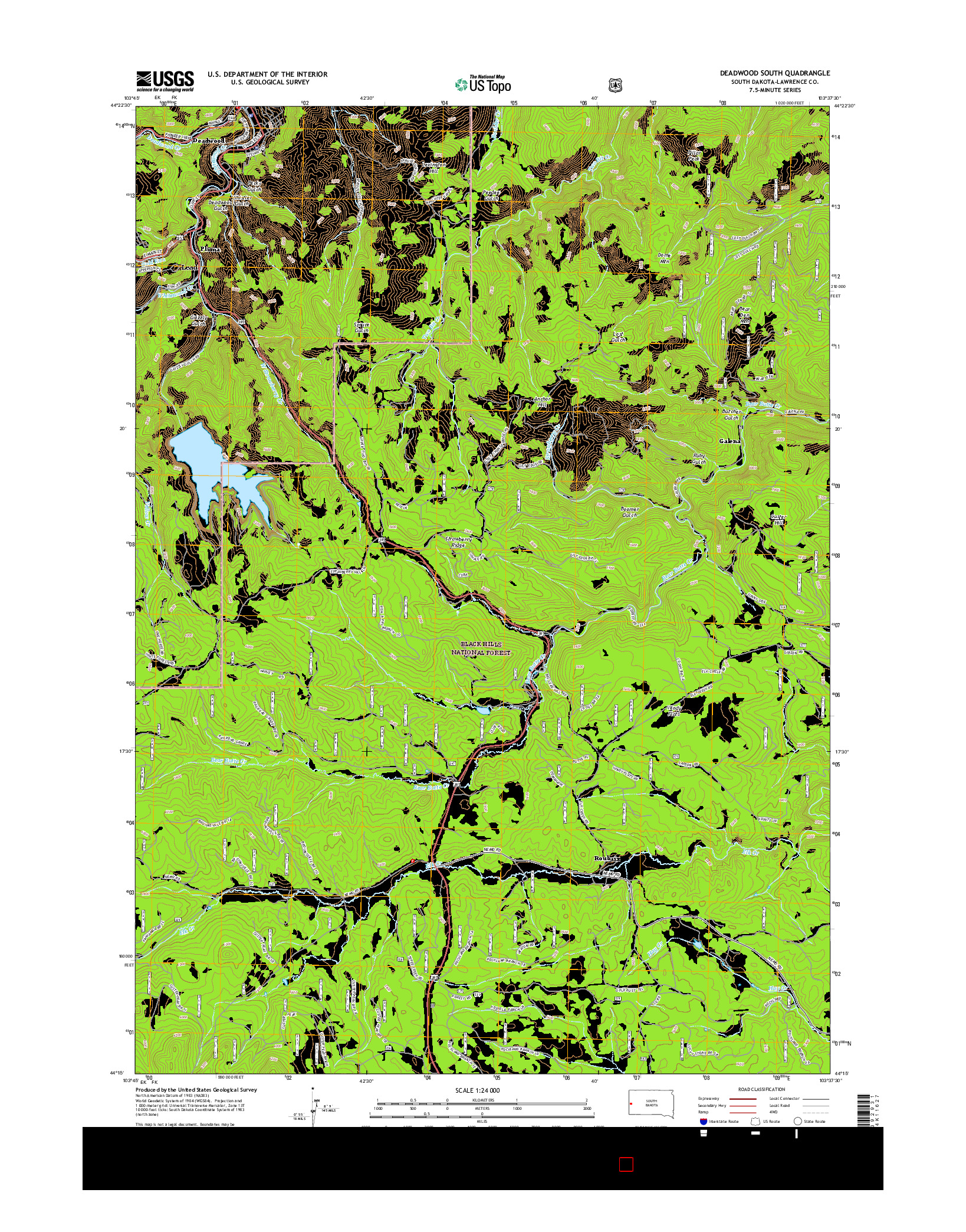 USGS US TOPO 7.5-MINUTE MAP FOR DEADWOOD SOUTH, SD 2015