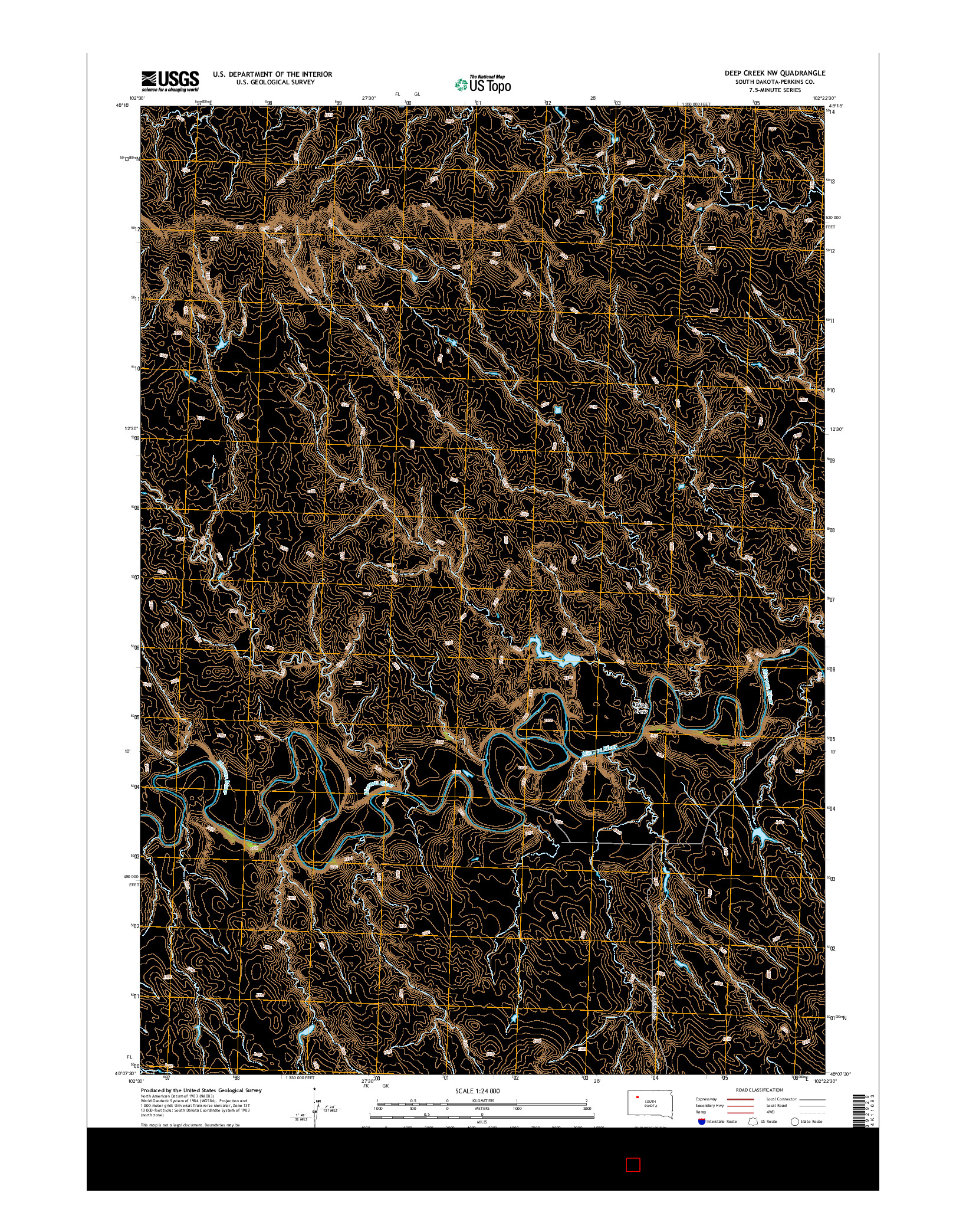 USGS US TOPO 7.5-MINUTE MAP FOR DEEP CREEK NW, SD 2015