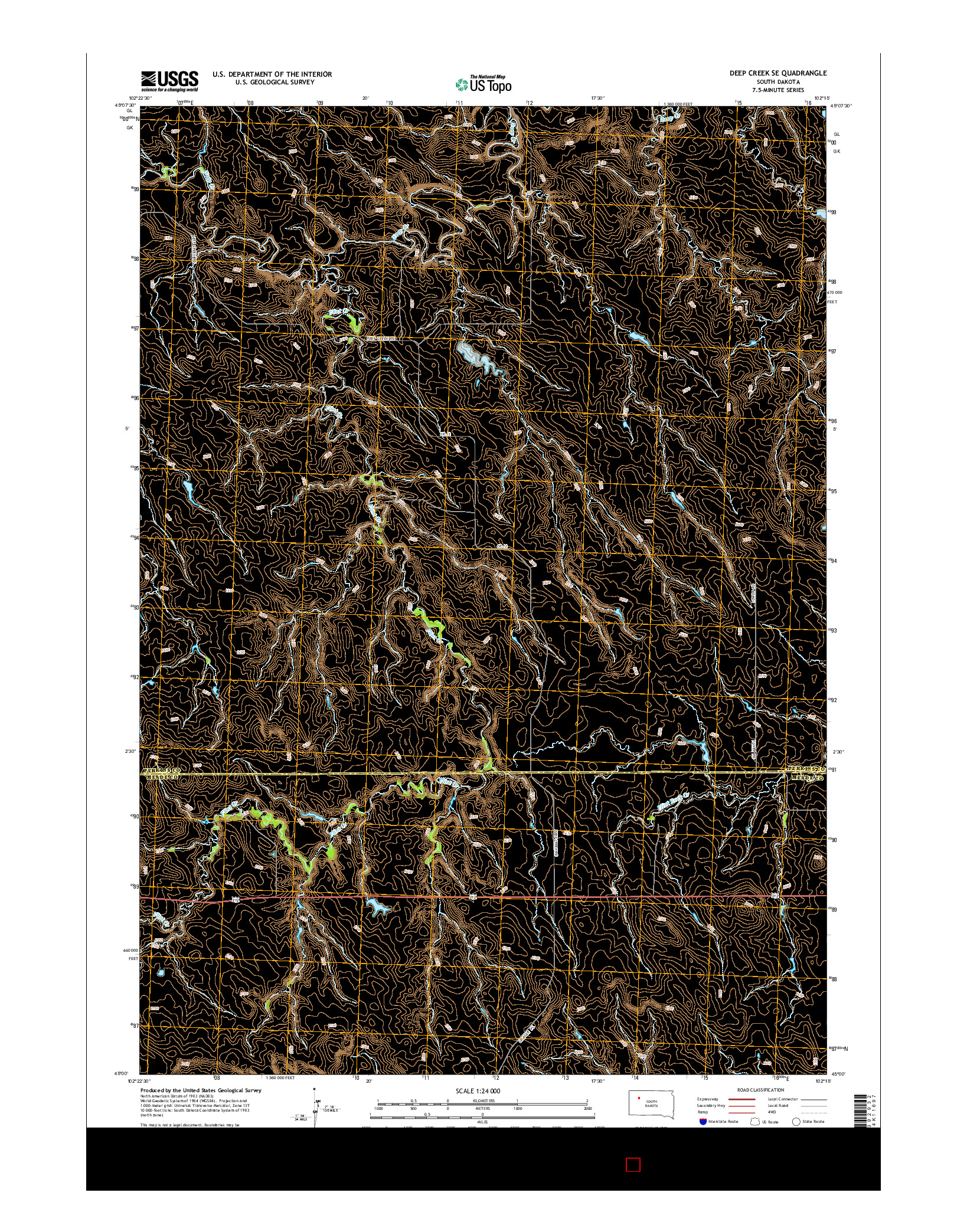 USGS US TOPO 7.5-MINUTE MAP FOR DEEP CREEK SE, SD 2015