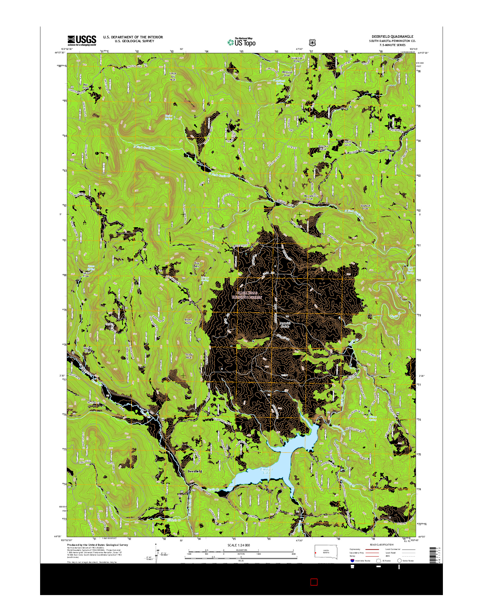 USGS US TOPO 7.5-MINUTE MAP FOR DEERFIELD, SD 2015