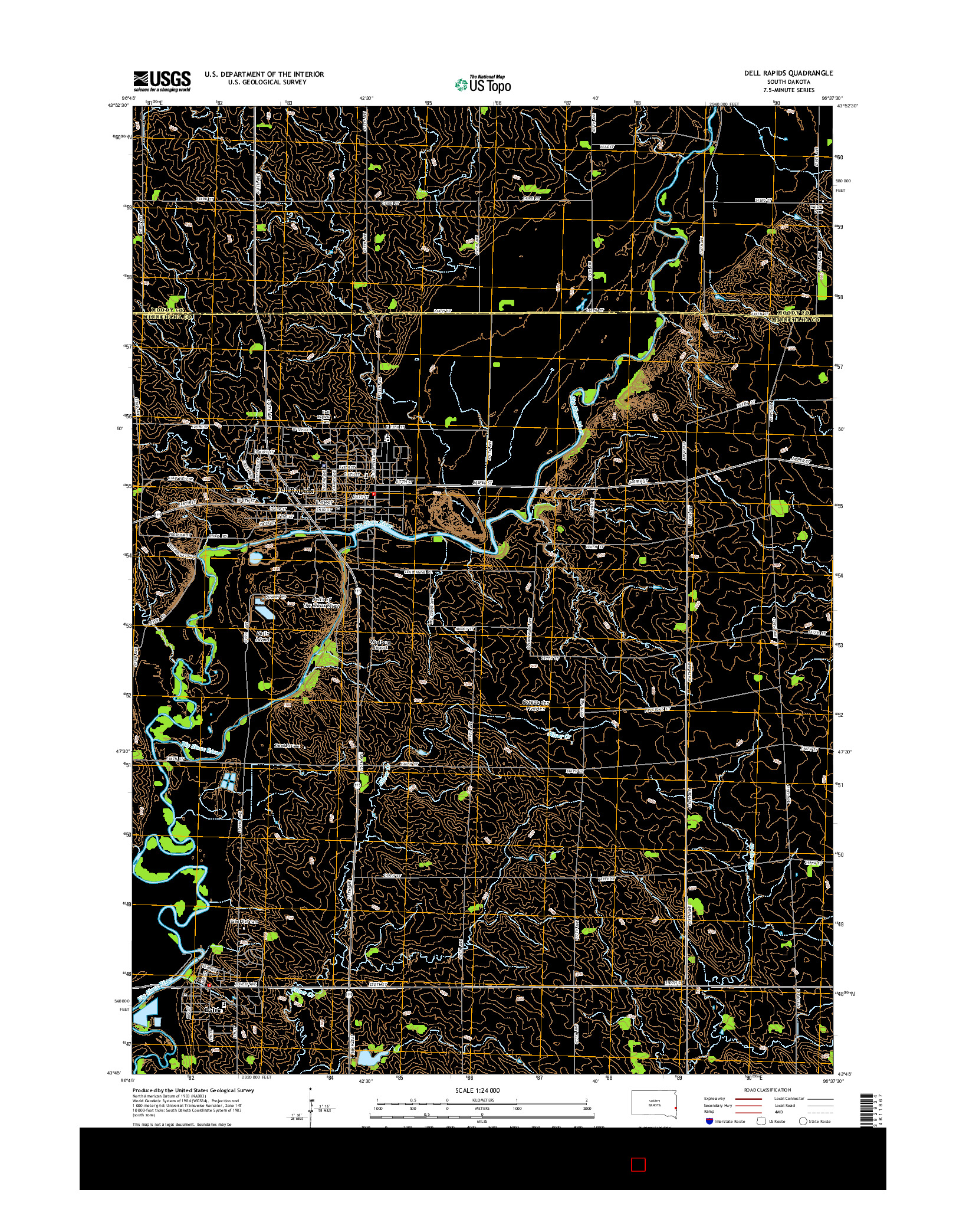USGS US TOPO 7.5-MINUTE MAP FOR DELL RAPIDS, SD 2015
