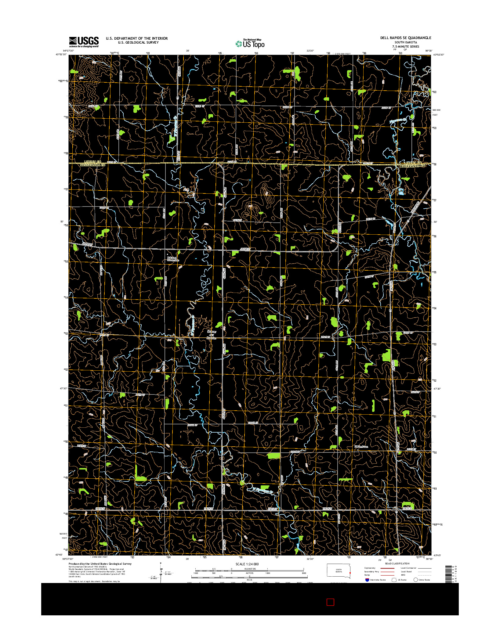 USGS US TOPO 7.5-MINUTE MAP FOR DELL RAPIDS SE, SD 2015