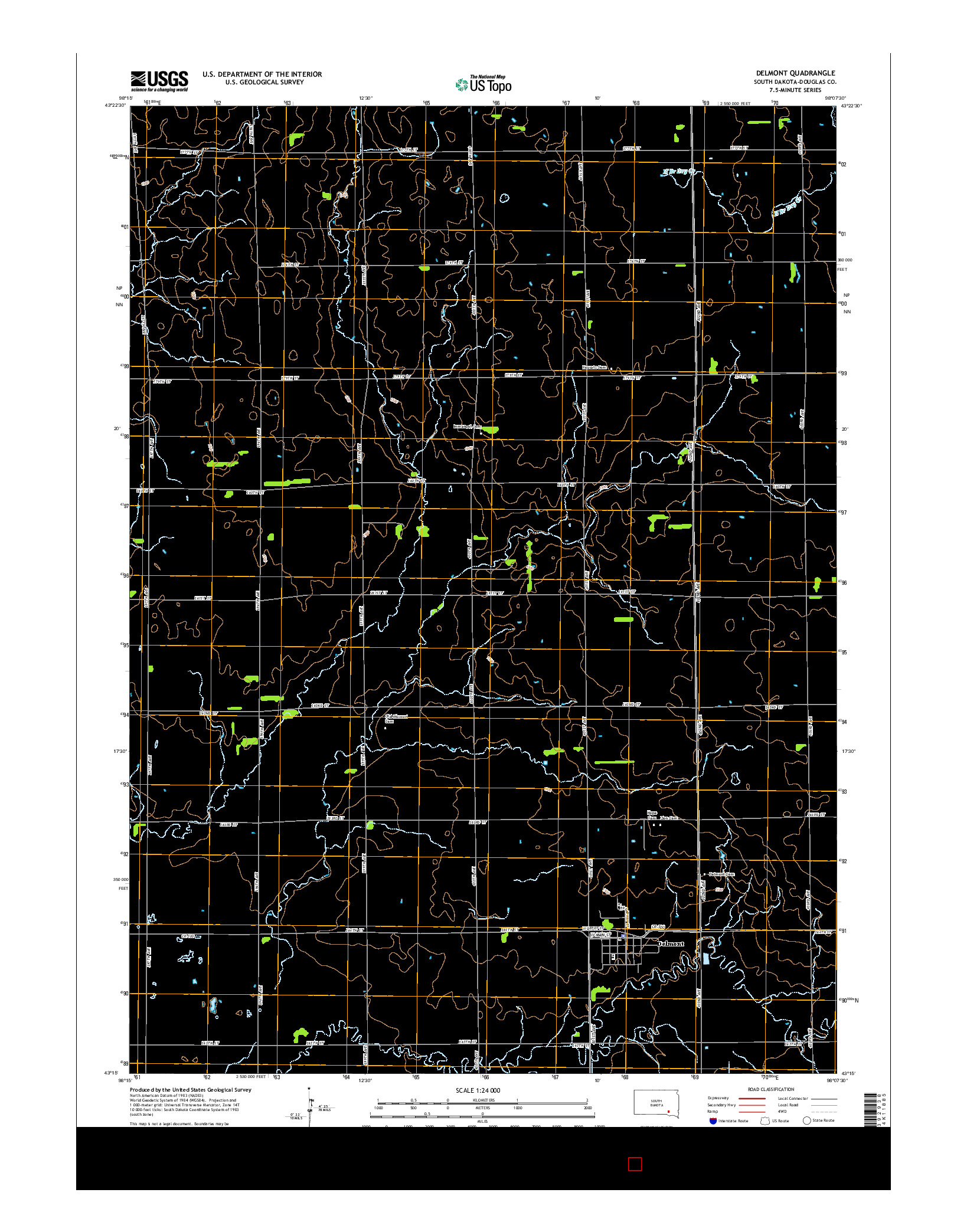 USGS US TOPO 7.5-MINUTE MAP FOR DELMONT, SD 2015