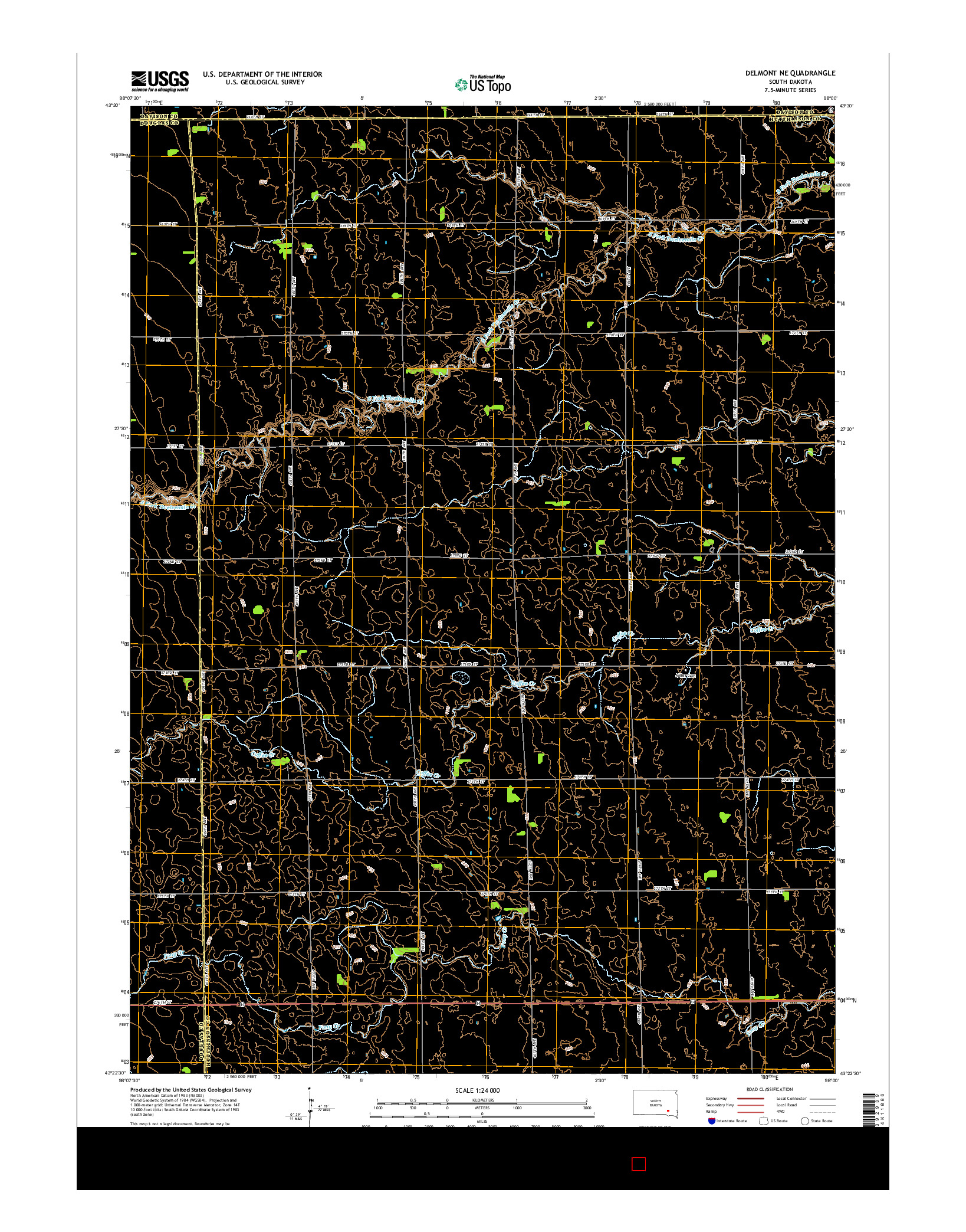 USGS US TOPO 7.5-MINUTE MAP FOR DELMONT NE, SD 2015