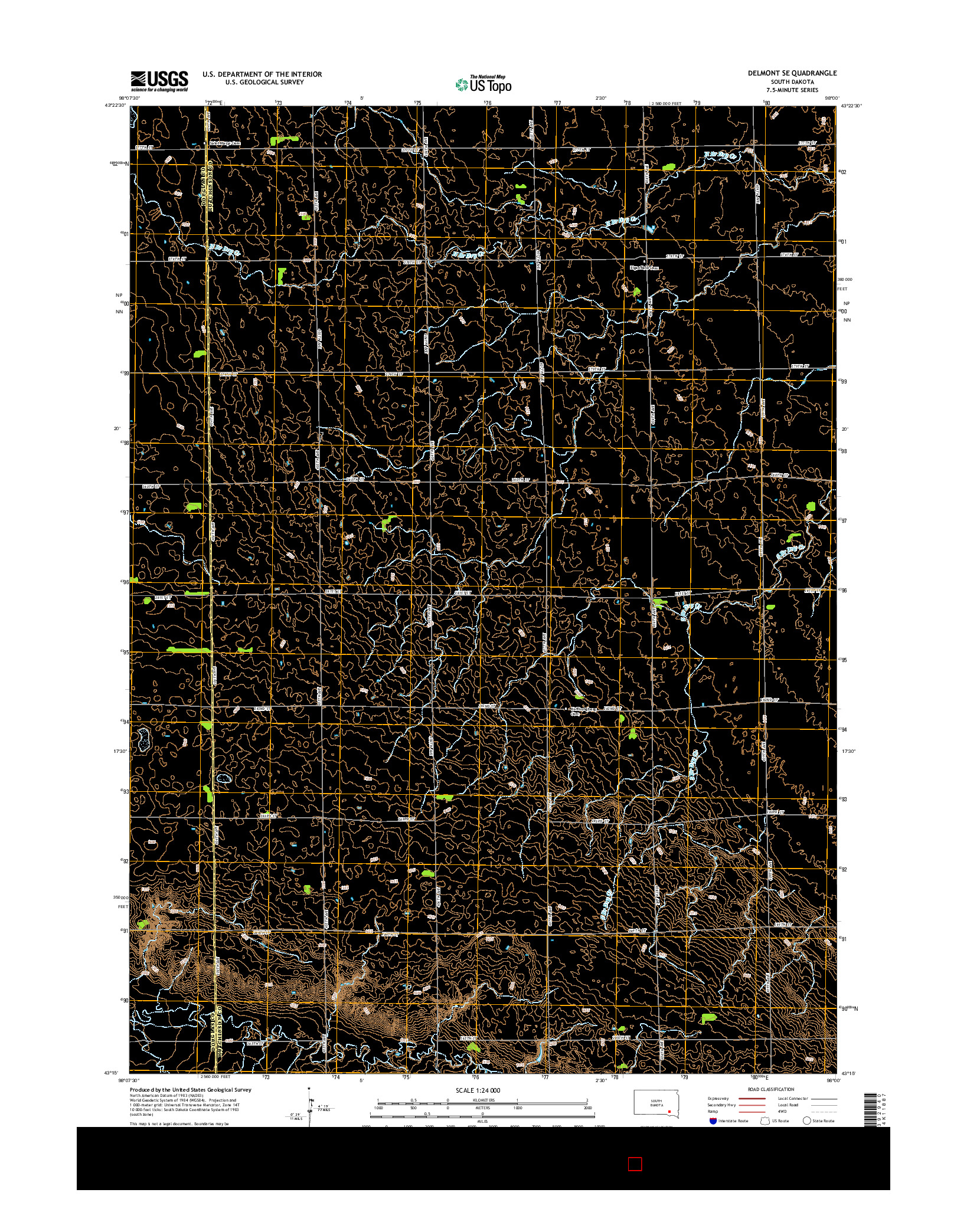 USGS US TOPO 7.5-MINUTE MAP FOR DELMONT SE, SD 2015