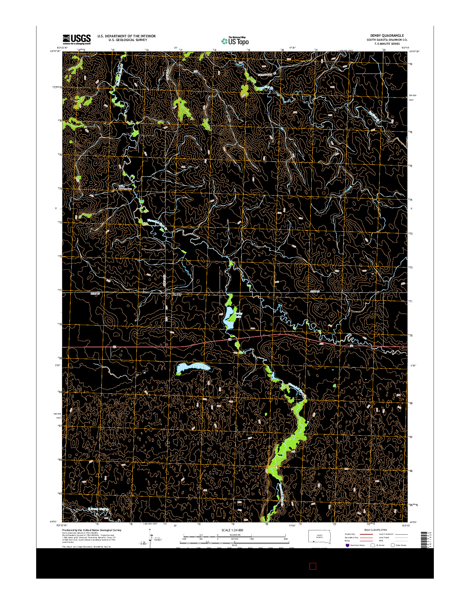 USGS US TOPO 7.5-MINUTE MAP FOR DENBY, SD 2015