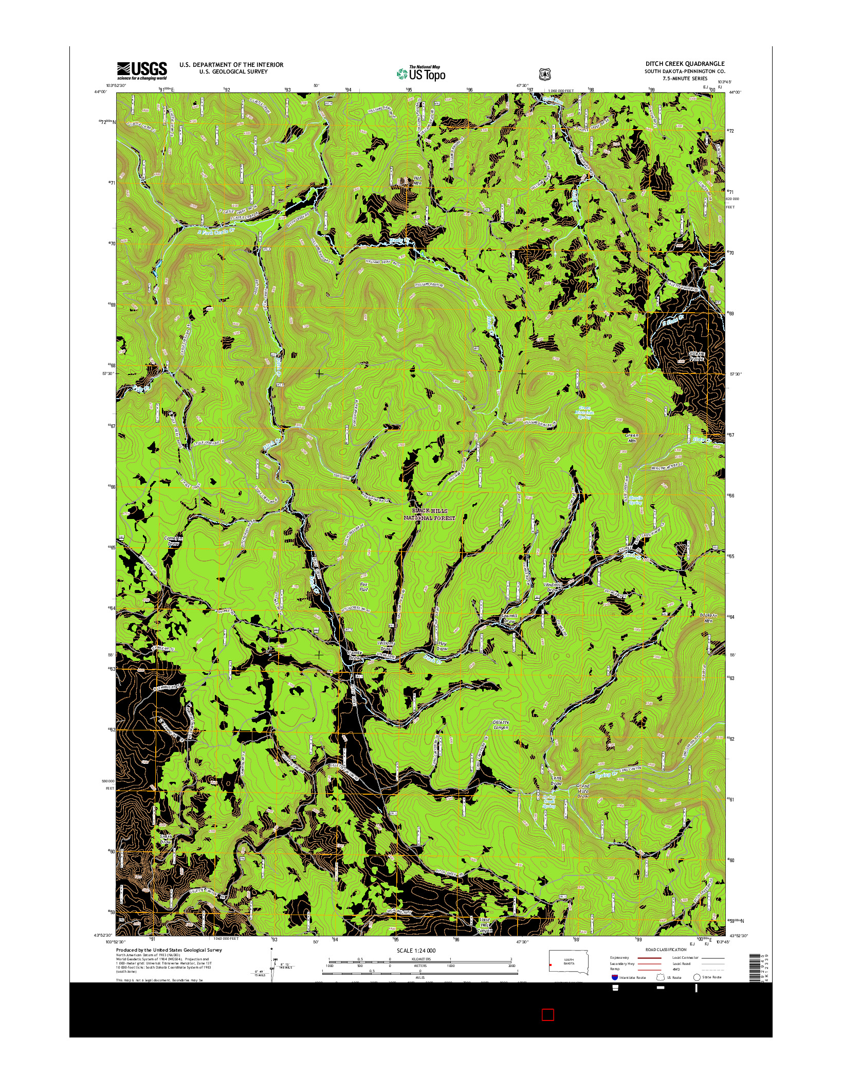 USGS US TOPO 7.5-MINUTE MAP FOR DITCH CREEK, SD 2015