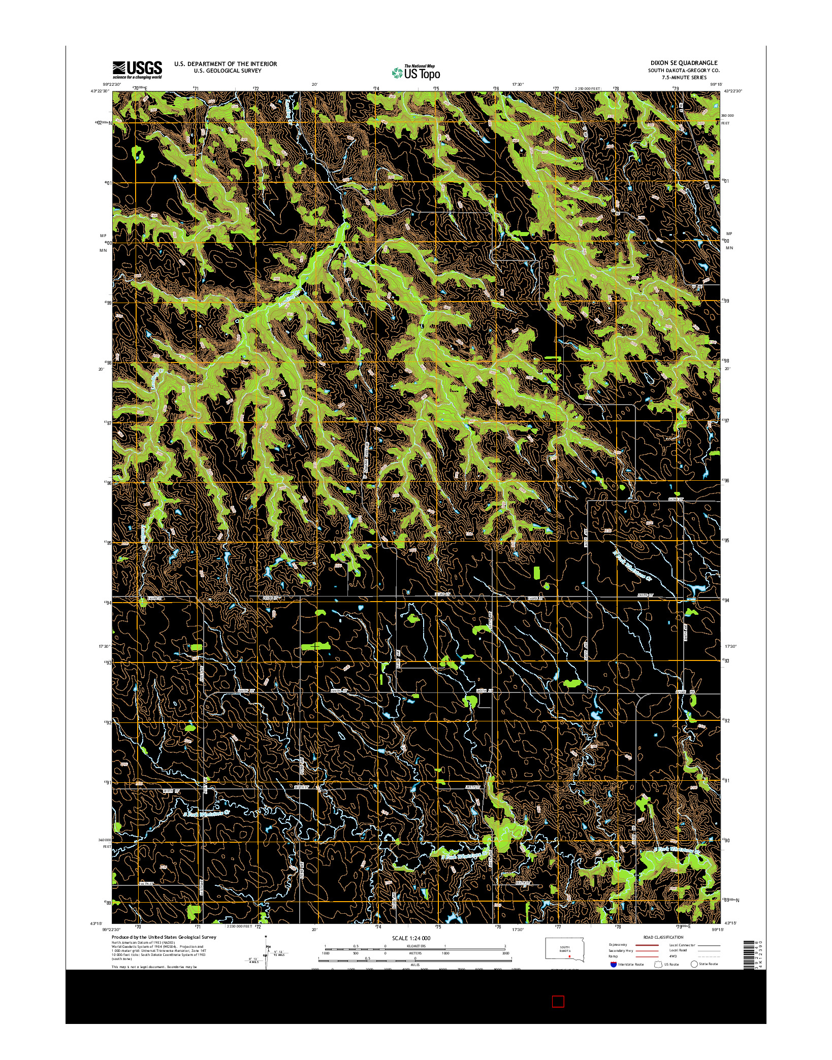 USGS US TOPO 7.5-MINUTE MAP FOR DIXON SE, SD 2015