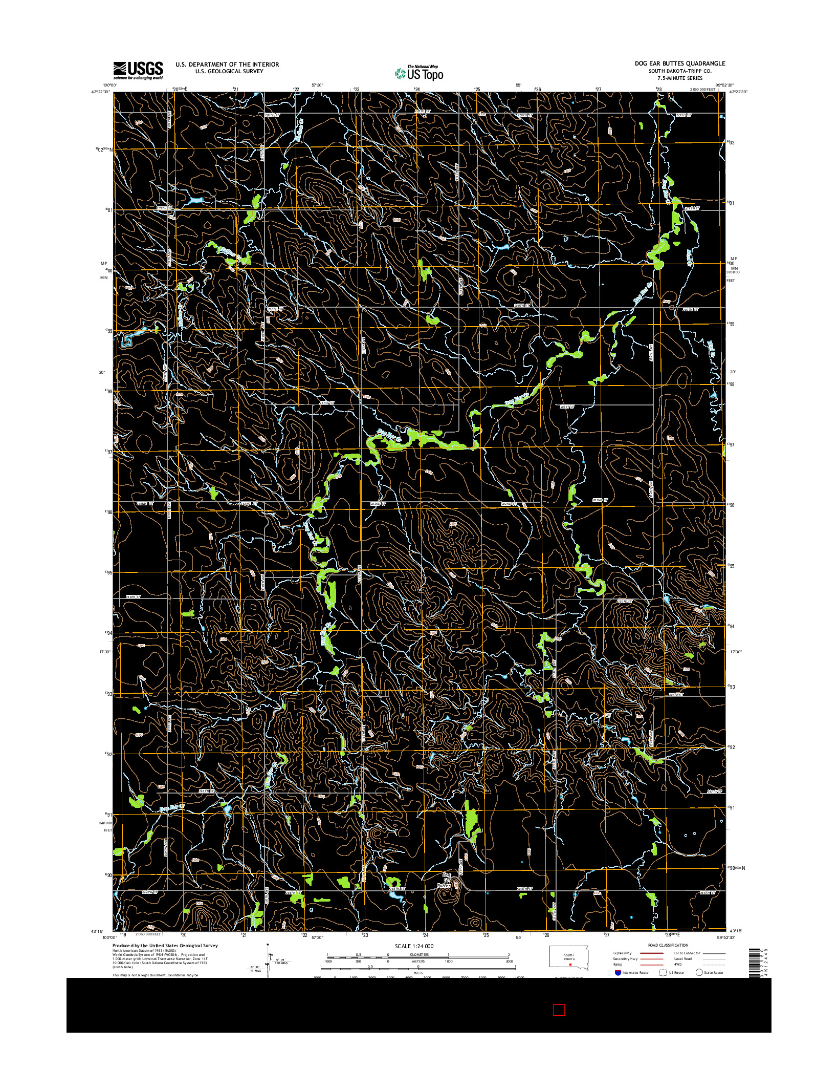 USGS US TOPO 7.5-MINUTE MAP FOR DOG EAR BUTTES, SD 2015