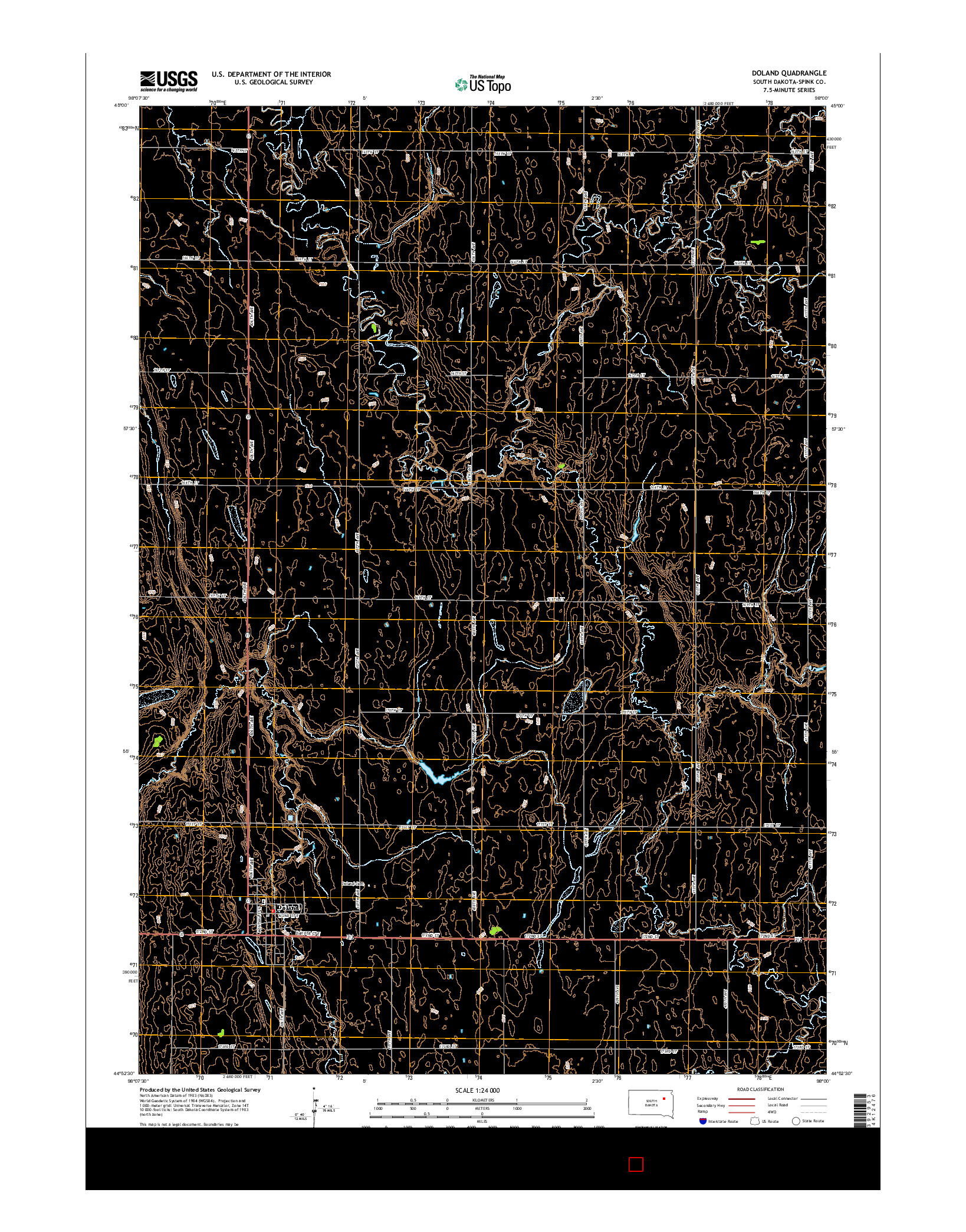 USGS US TOPO 7.5-MINUTE MAP FOR DOLAND, SD 2015