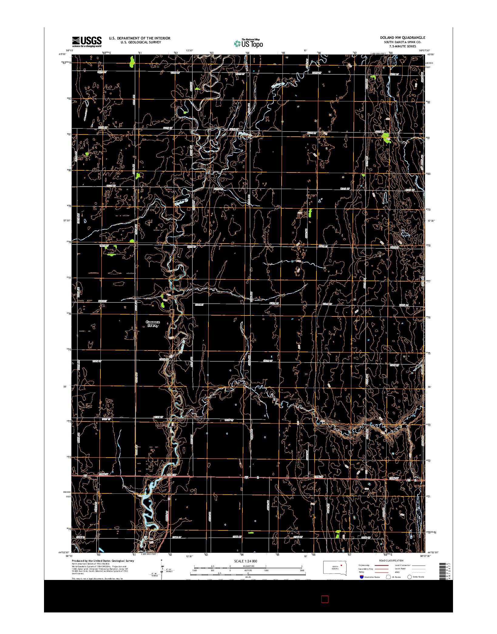 USGS US TOPO 7.5-MINUTE MAP FOR DOLAND NW, SD 2015