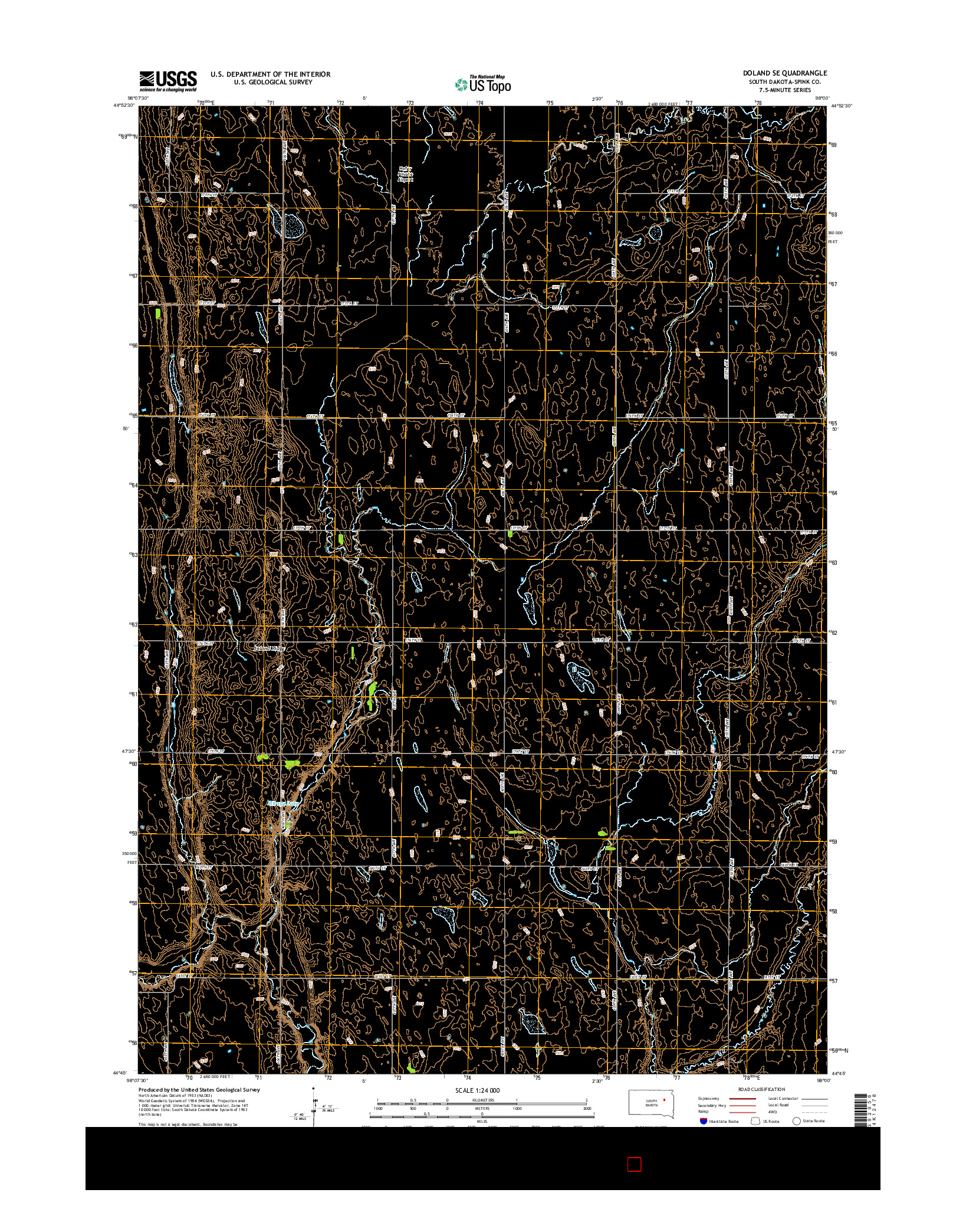 USGS US TOPO 7.5-MINUTE MAP FOR DOLAND SE, SD 2015