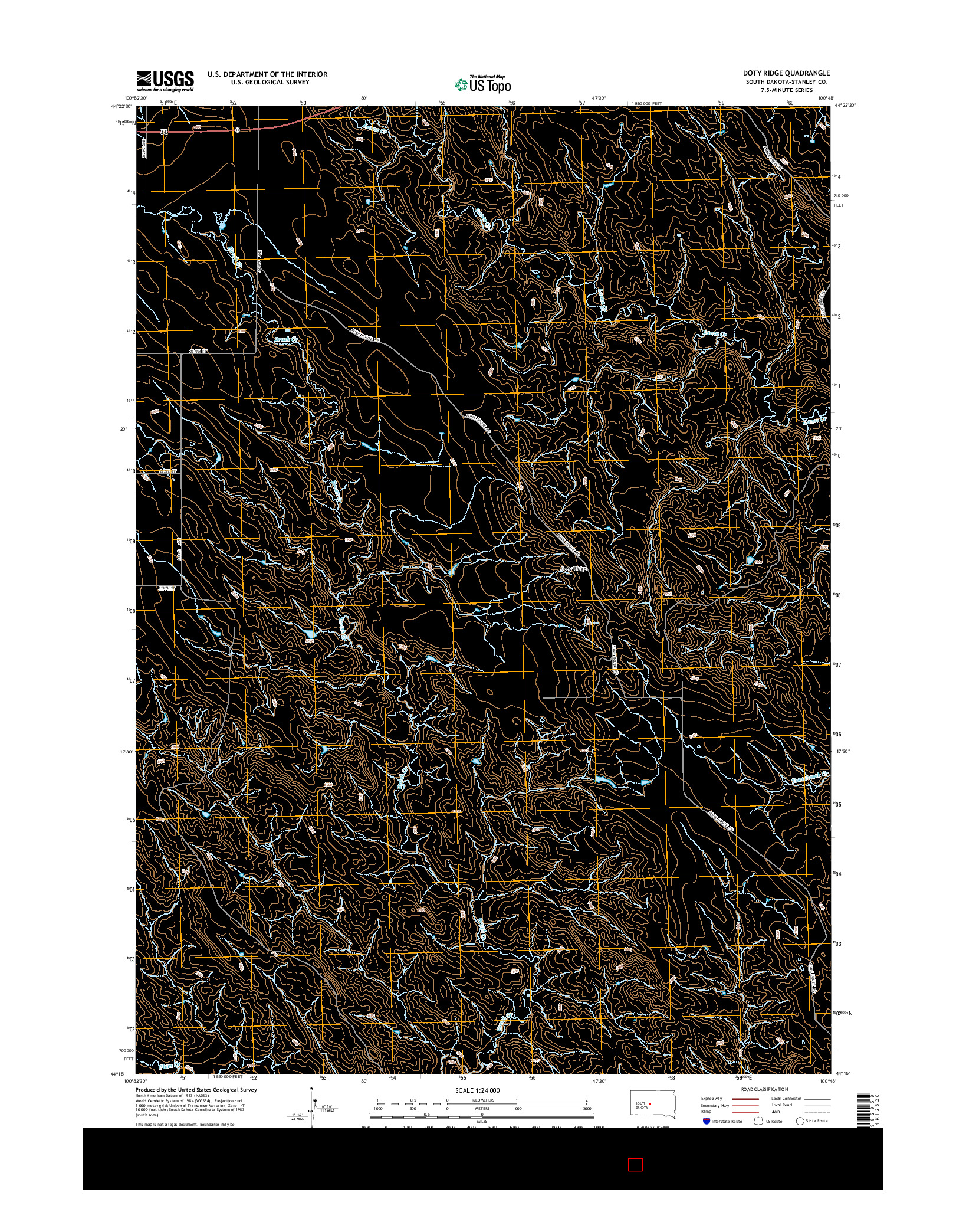 USGS US TOPO 7.5-MINUTE MAP FOR DOTY RIDGE, SD 2015